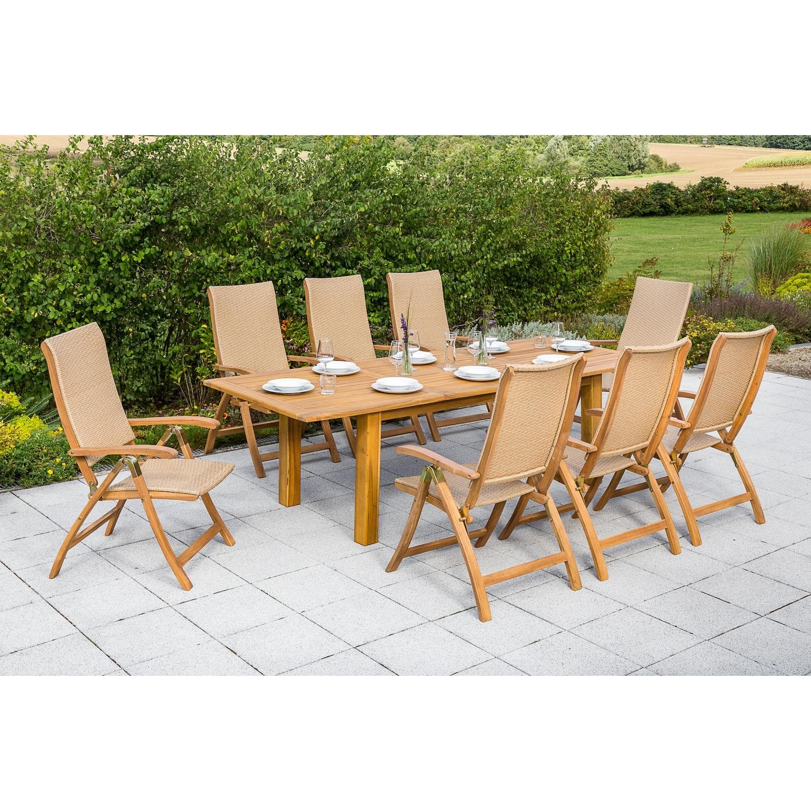 MERXX Capri Garten-Essgruppe 8-tlg. mit ausziehbarem Tisch