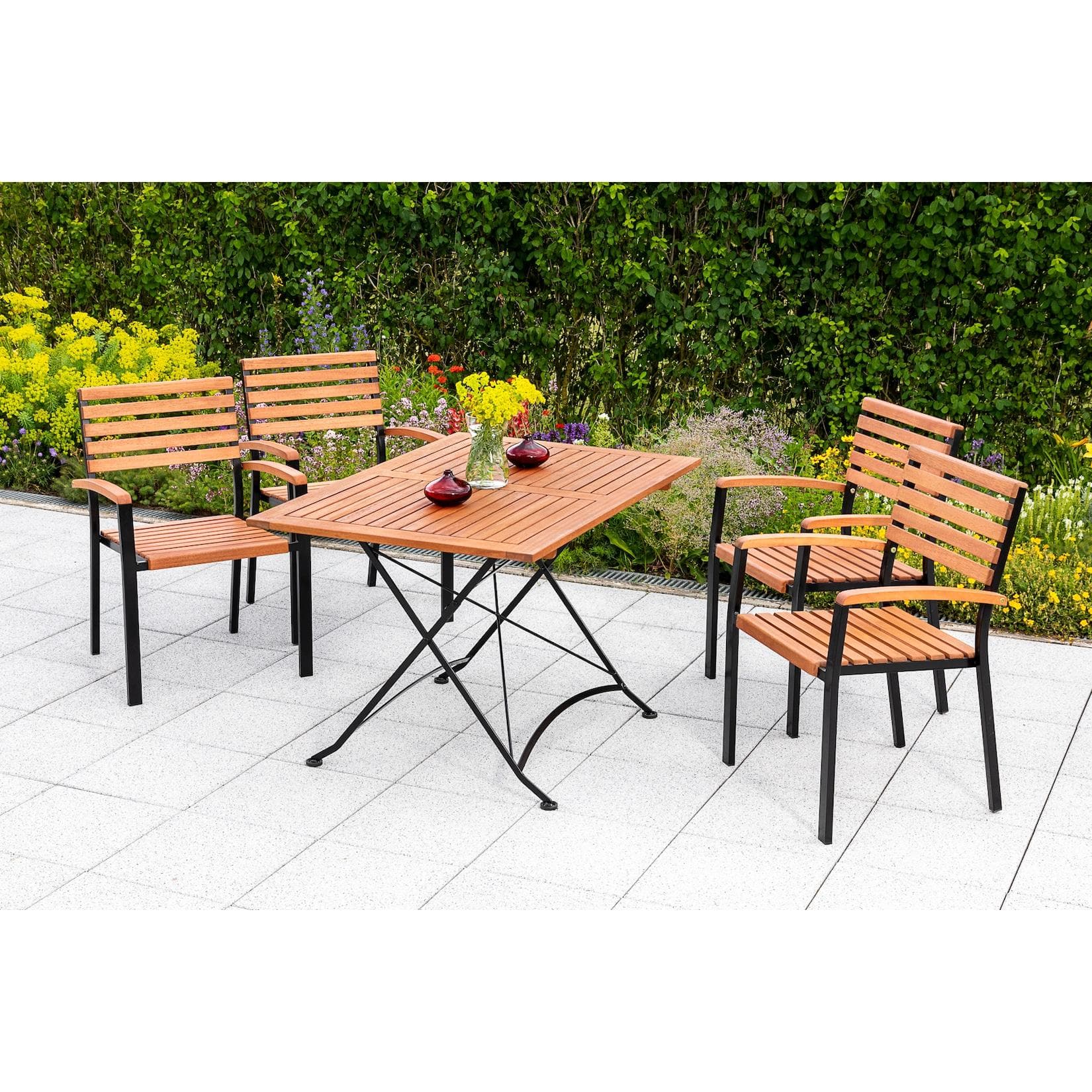 MERXX Garten-Essgruppe Schloßgarten 5-tlg. Braun Eukalyptus Stahl
