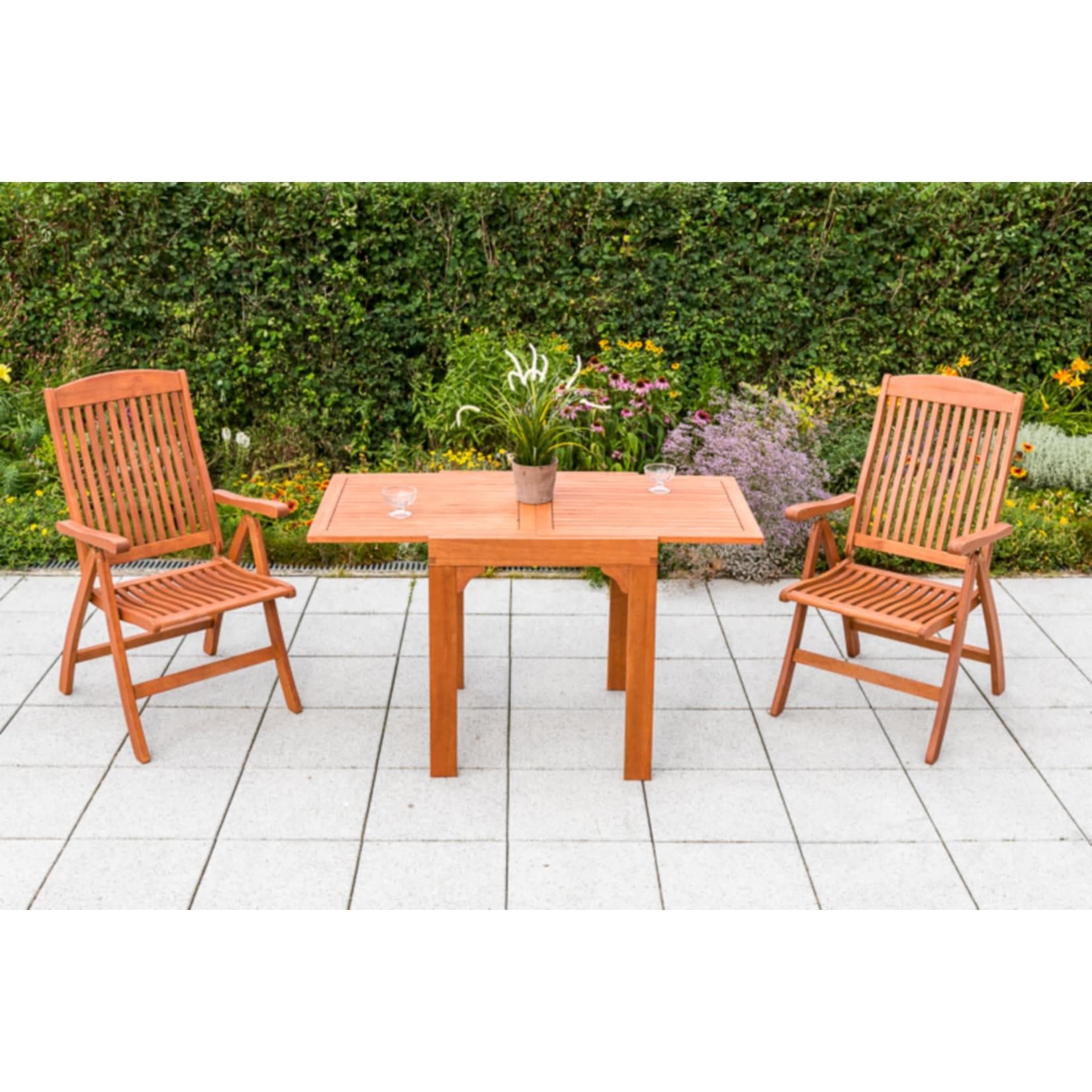 Merxx Balkonset Maracaibo II 3-teilig Eukalyptus Holz Klappsessel