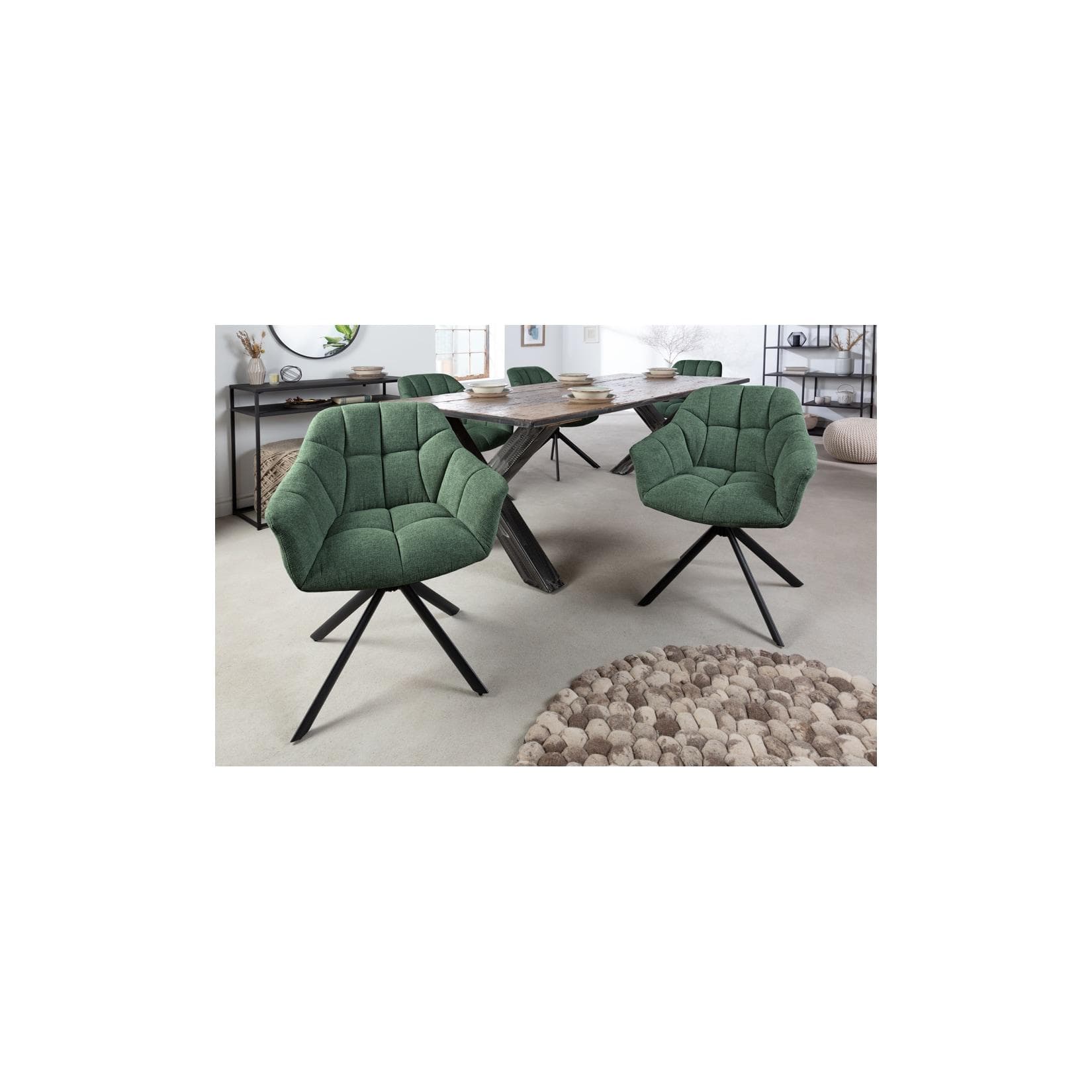 riess-ambiente Polsterstuhl PAPILLON Dunkelgrün Schwarz 180° drehbar