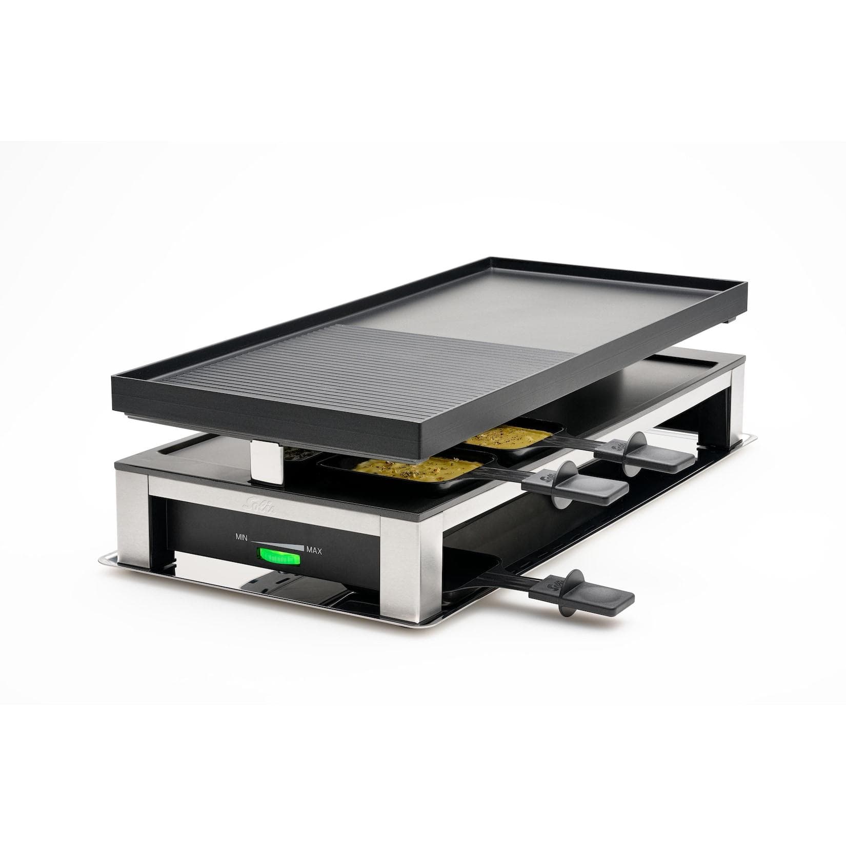 Solis 3 in 1 Raclette Tischgrill 1500W 10 Personen Grillen, Crepes