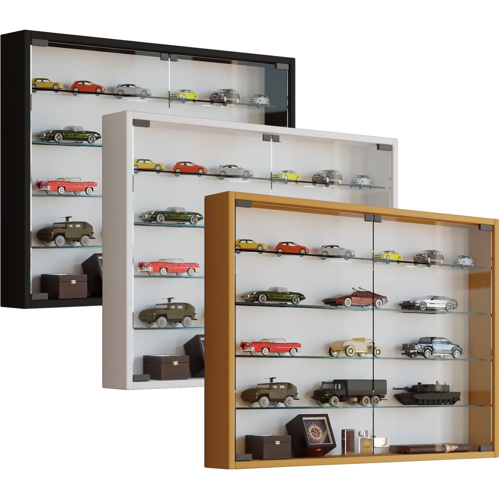 VCM Hängevitrine Mandosa L Glas Vitrinenschrank Braun Buche