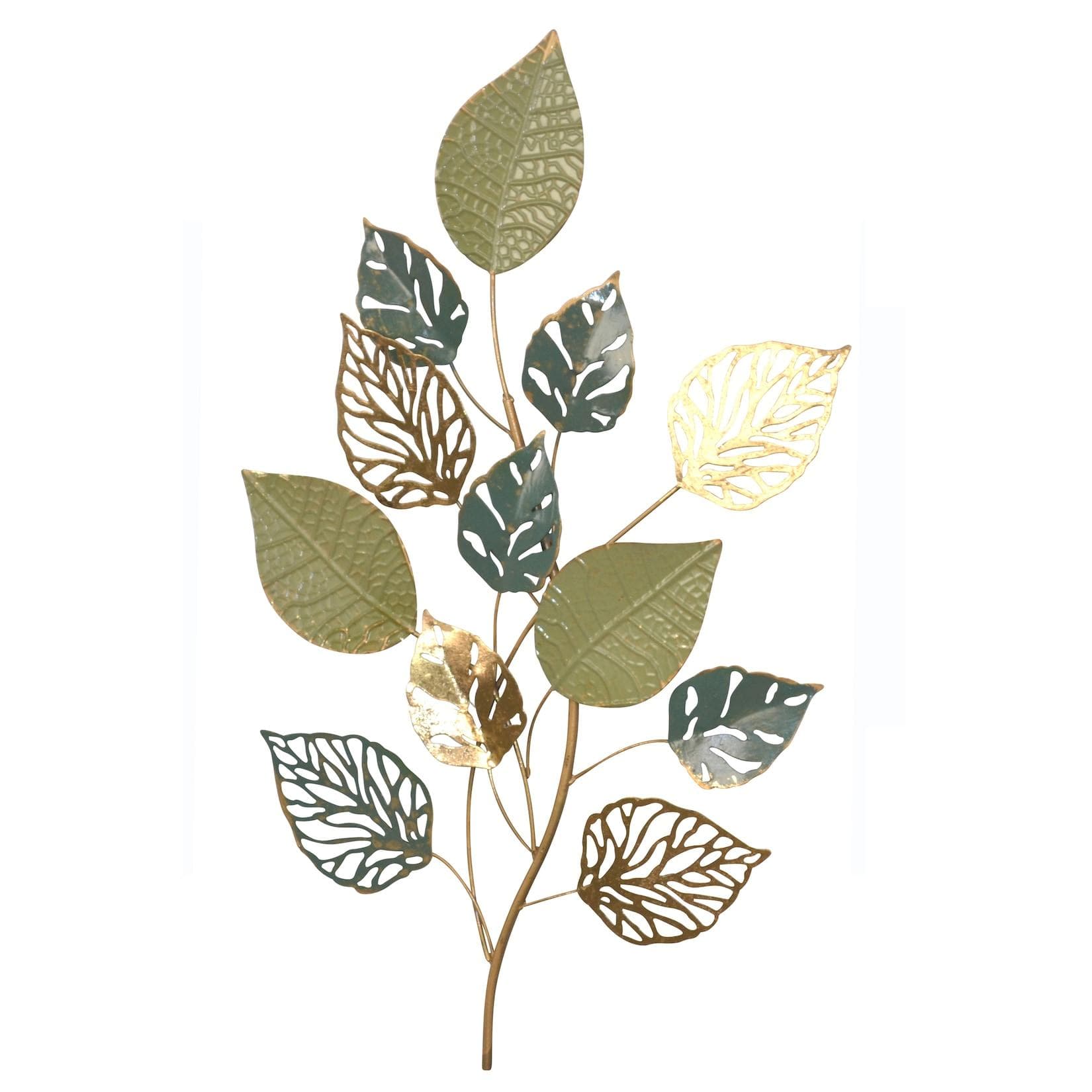 Moderne Wanddekoration aus Metall in Grün und Gold