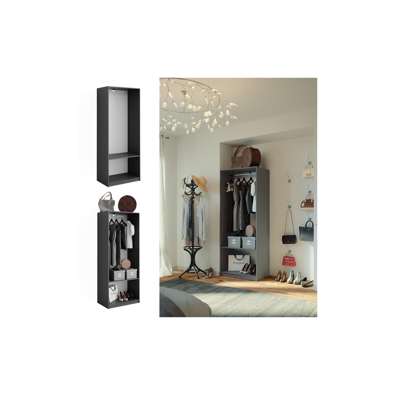 Anthrazit Kleiderschrank mit geräumigem Design