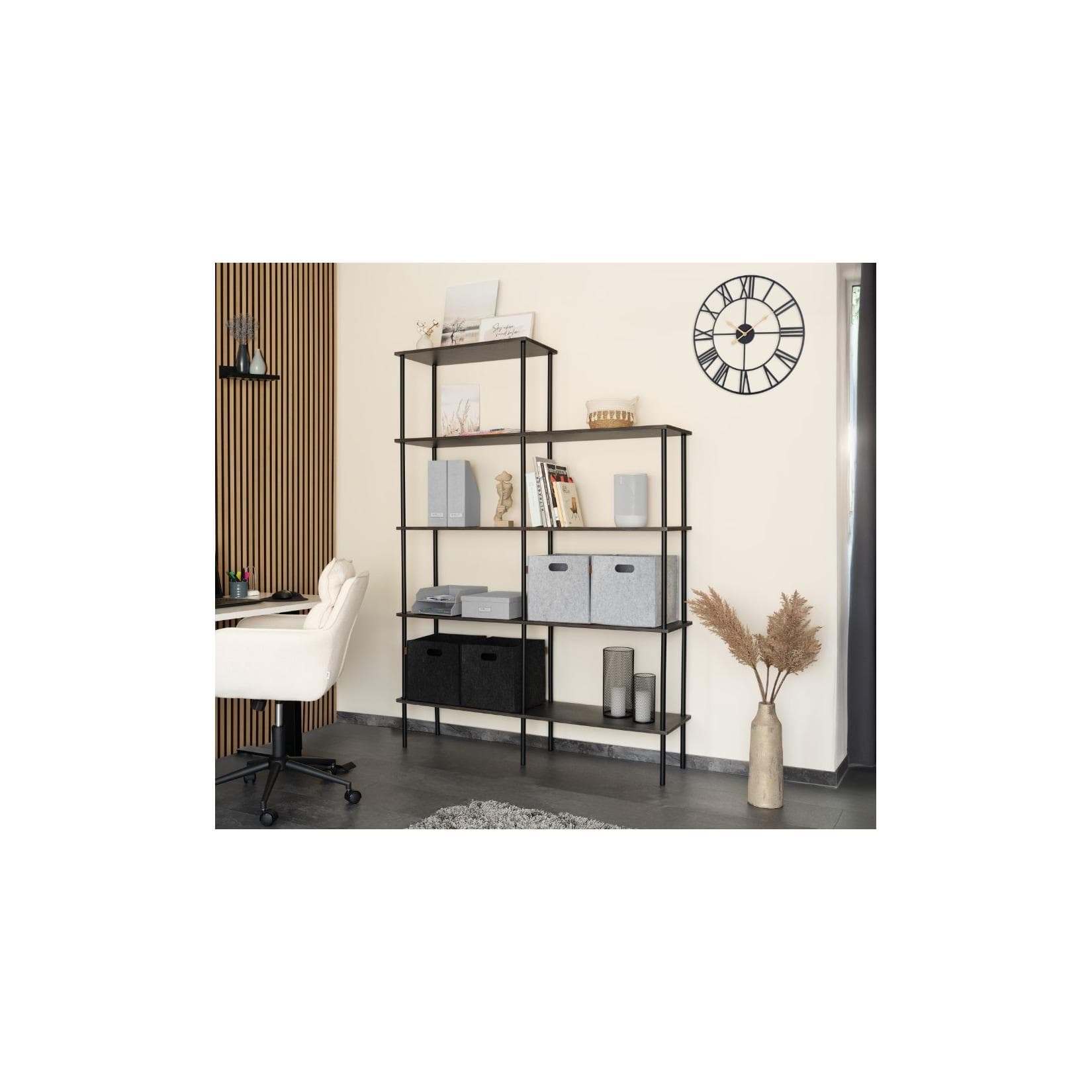 HOME DELUXE Regal INDU Dark Oak 140 x 35 x 196 cm