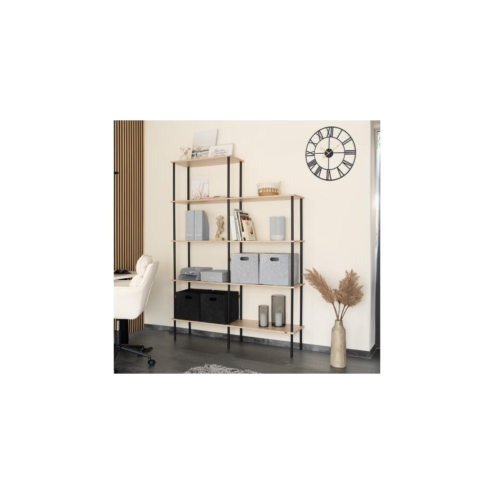 HOME DELUXE Regal INDU Light Oak 140 x 35 x 196 cm