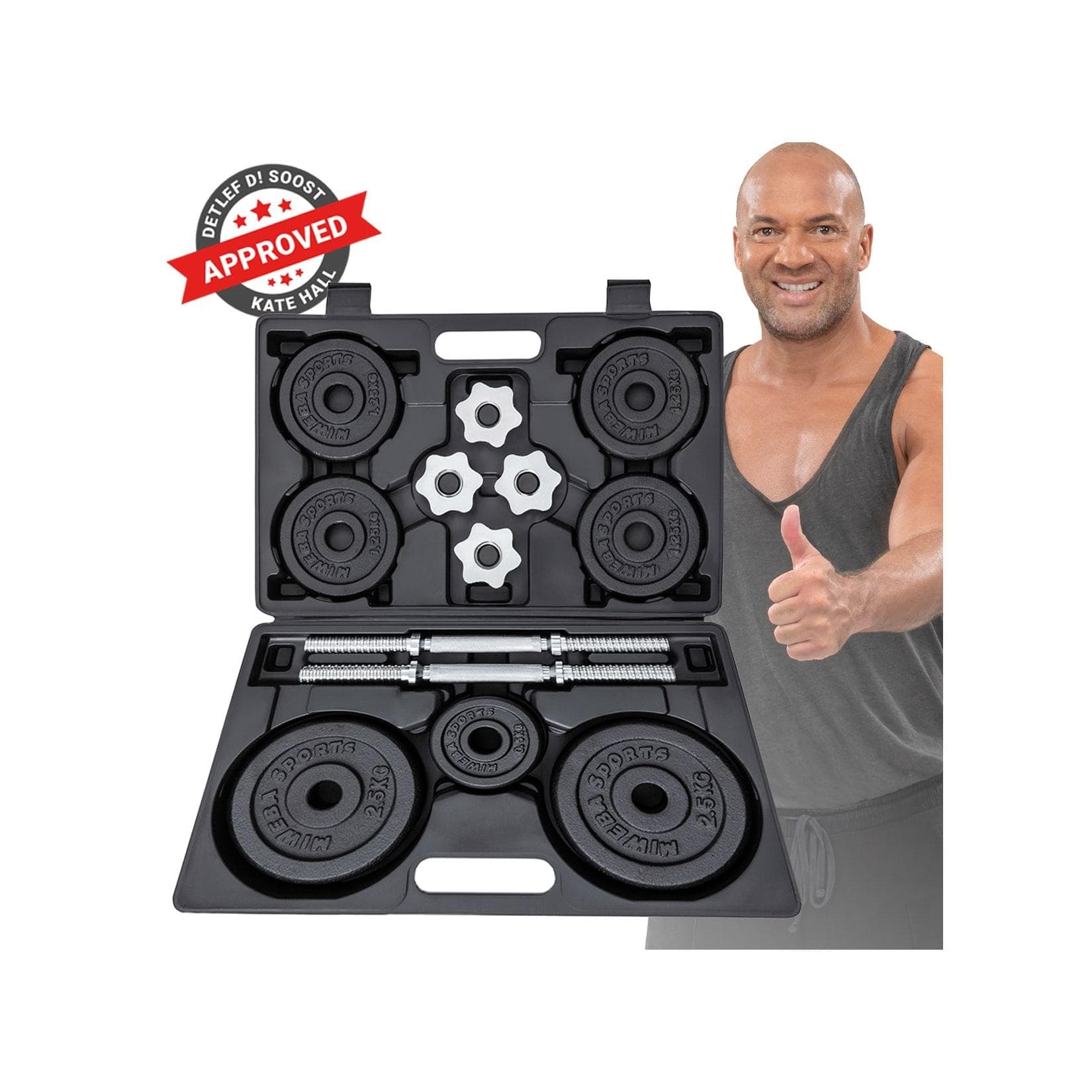 Miweba Sports Kurzhantel-Set MKH120, 20kg, Hantelkoffer, Gusseisen