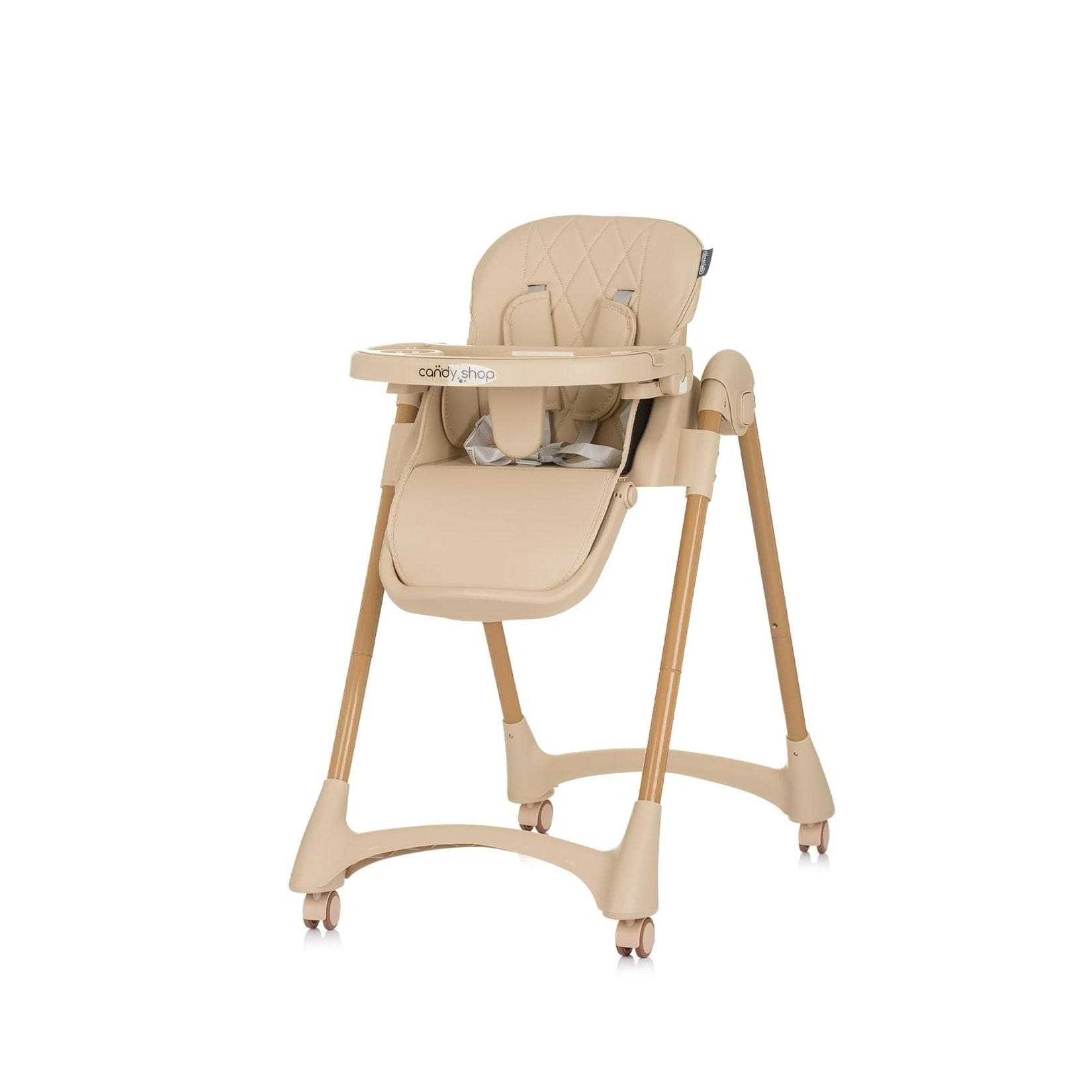 Faltbarer Kinderhochstuhl Candy Shop mit 4 Rädern und Fußstütze