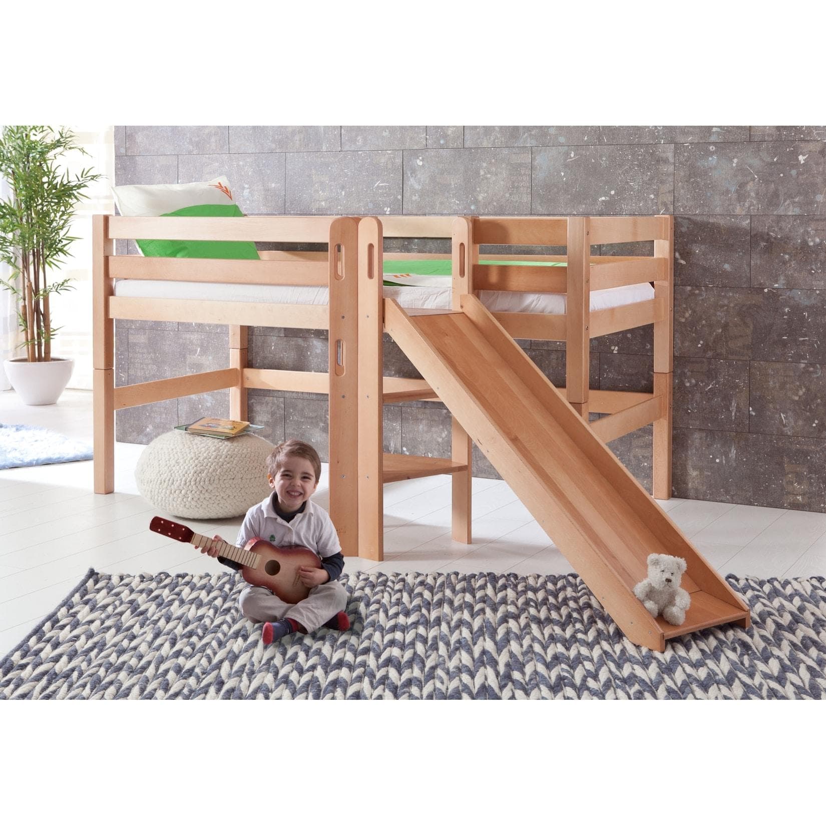 Relita Spielbett Eliyas mit Rutsche - Massivholz Natur