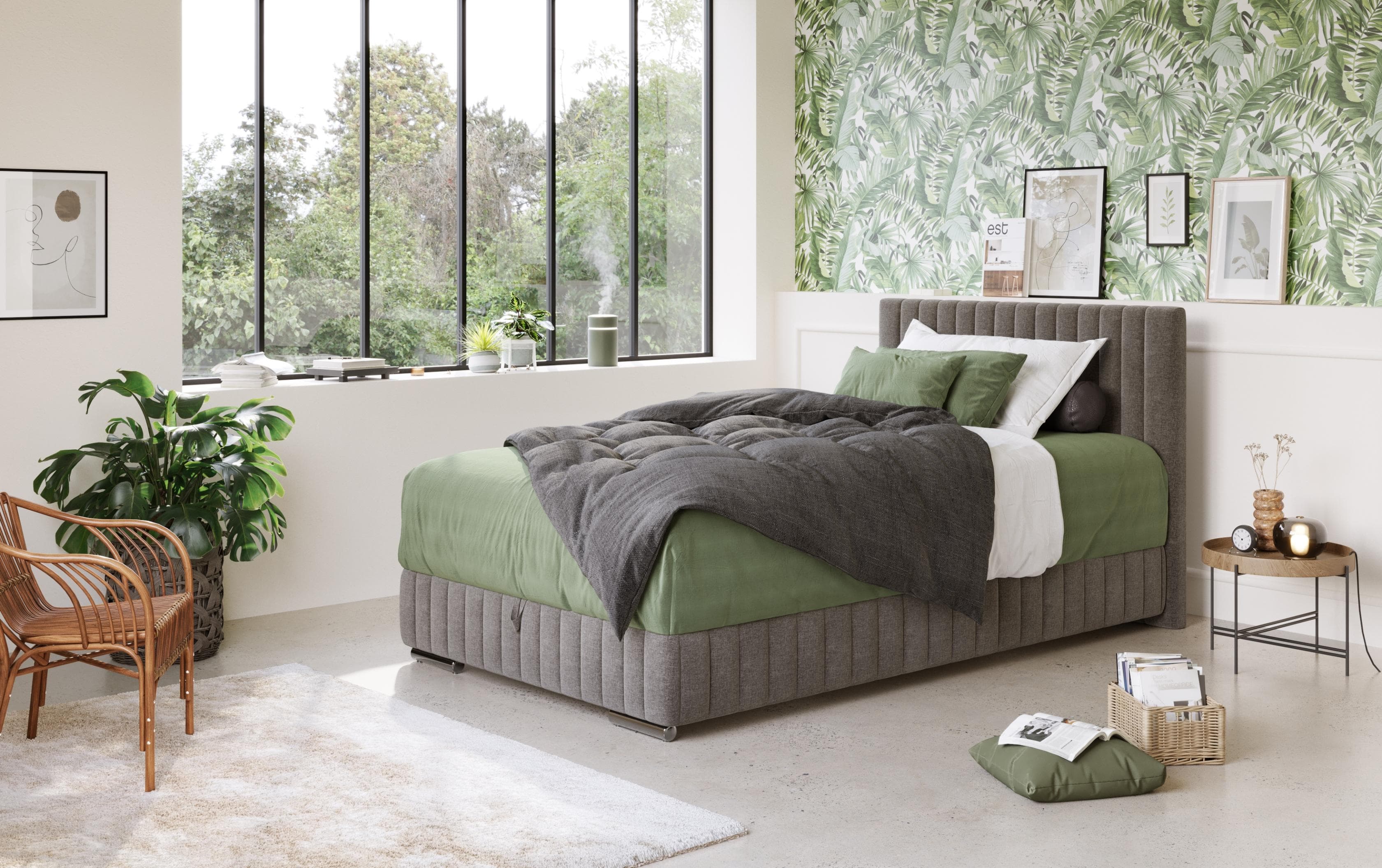 COTTA Boxbett Beetle Grau mit Matratze und Topper