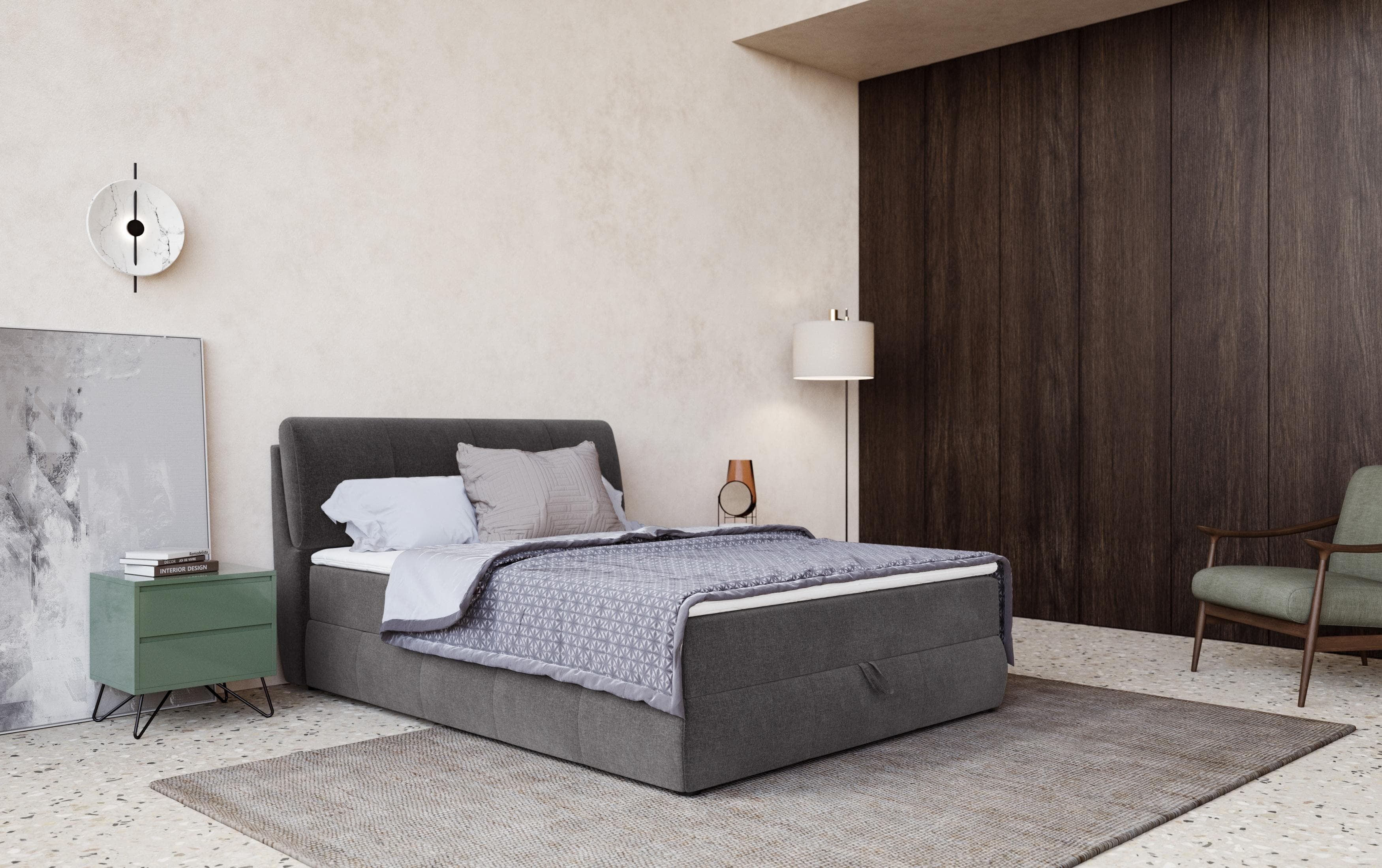 COTTA Boxbett Cooper mit Bettkasten und Matratze Anthrazit