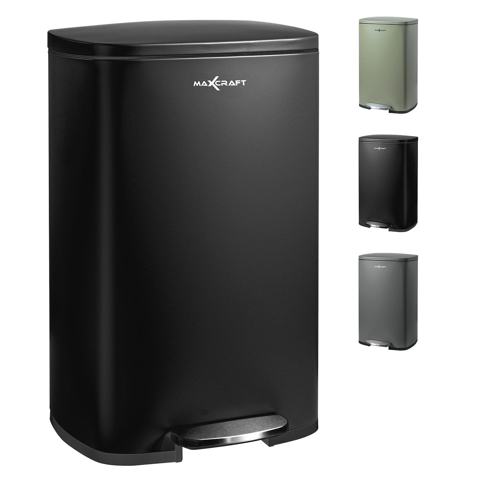 MAXCRAFT Treteimer 50 Liter Schwarz Soft Close
