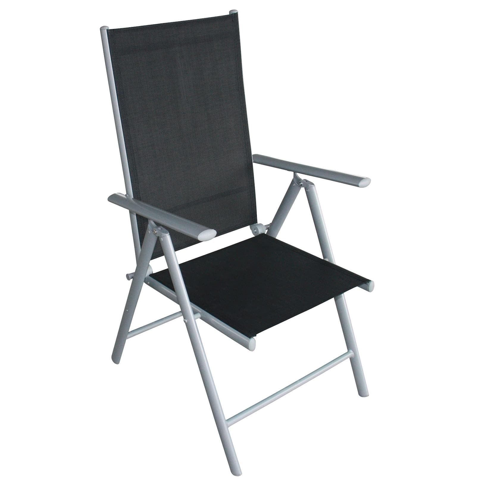 DEGAMO Garnitur MARINA 9-teilig Aluminium Silbergrau + Kunstgewebe Schwarz