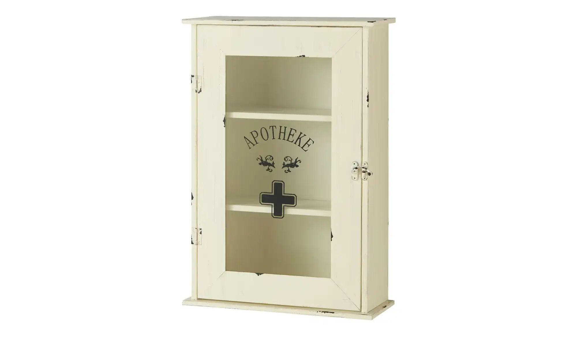 HAKU Medizinschrank Weiß Metall mit Glas