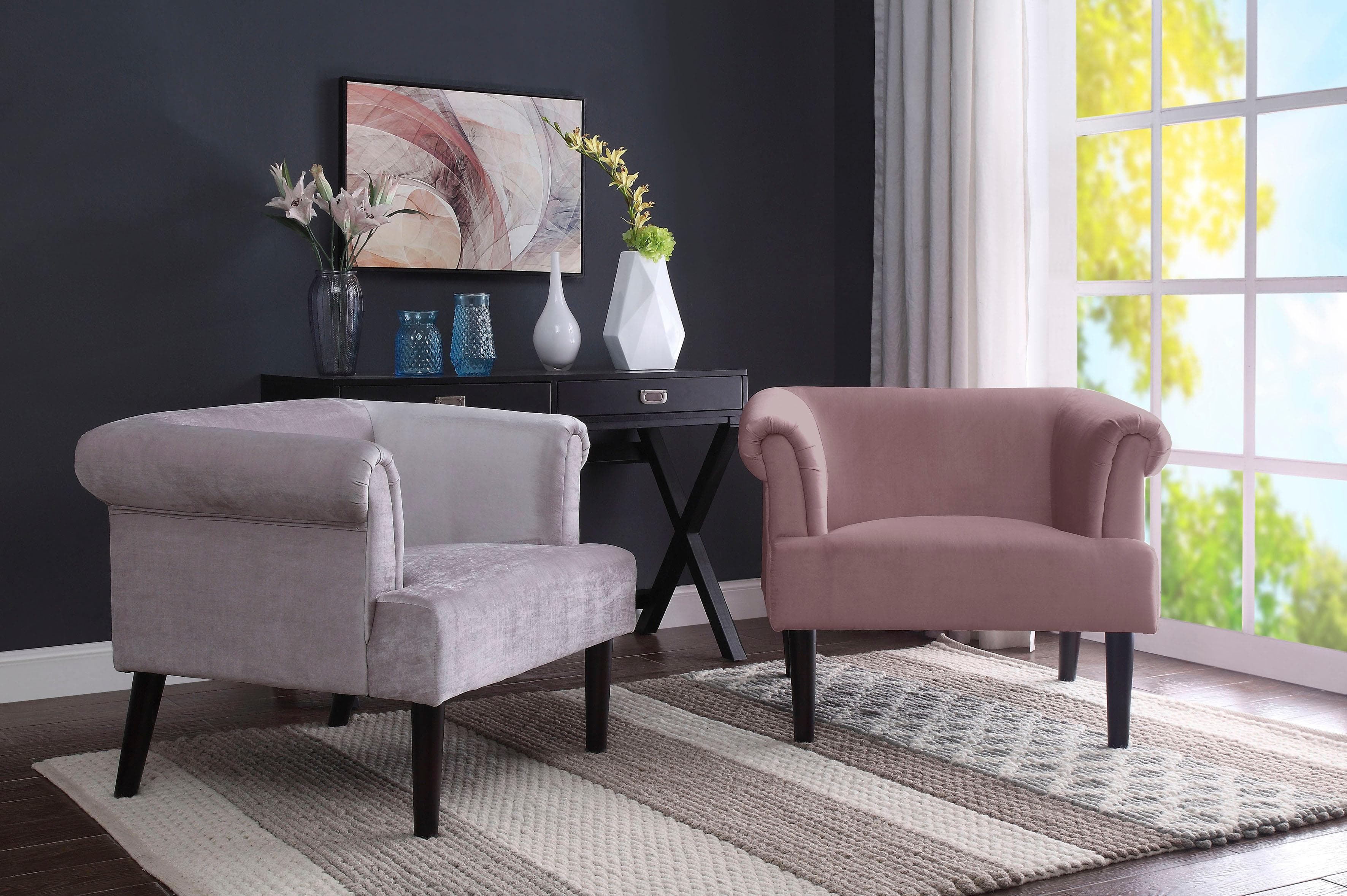 ATLANTIC HOME COLLECTION Sessel Charlie Rosa Samtvelours Loungesessel
