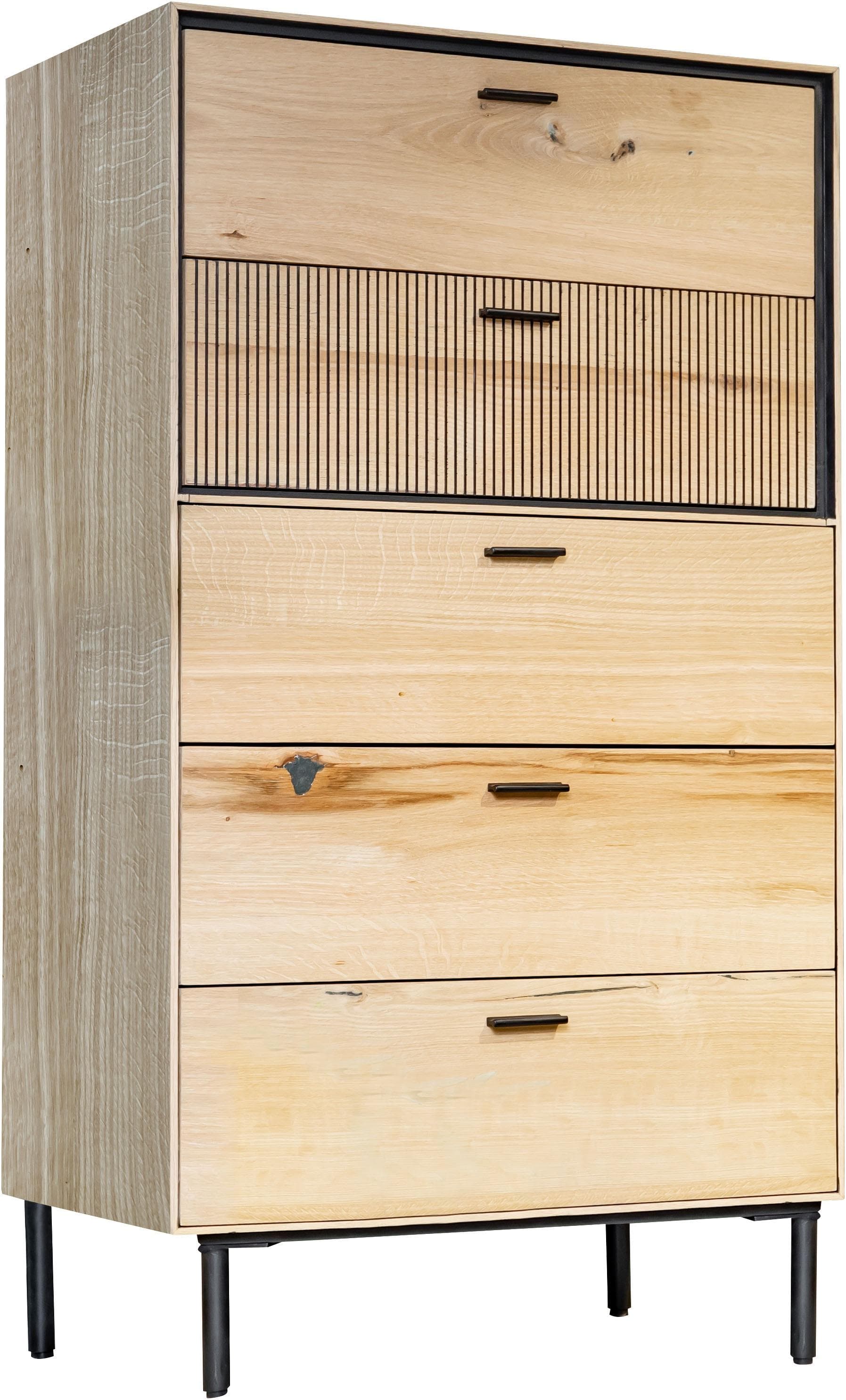 GUTMANN FACTORY Kommode 5 Schubladen MDF Braun/Schwarz