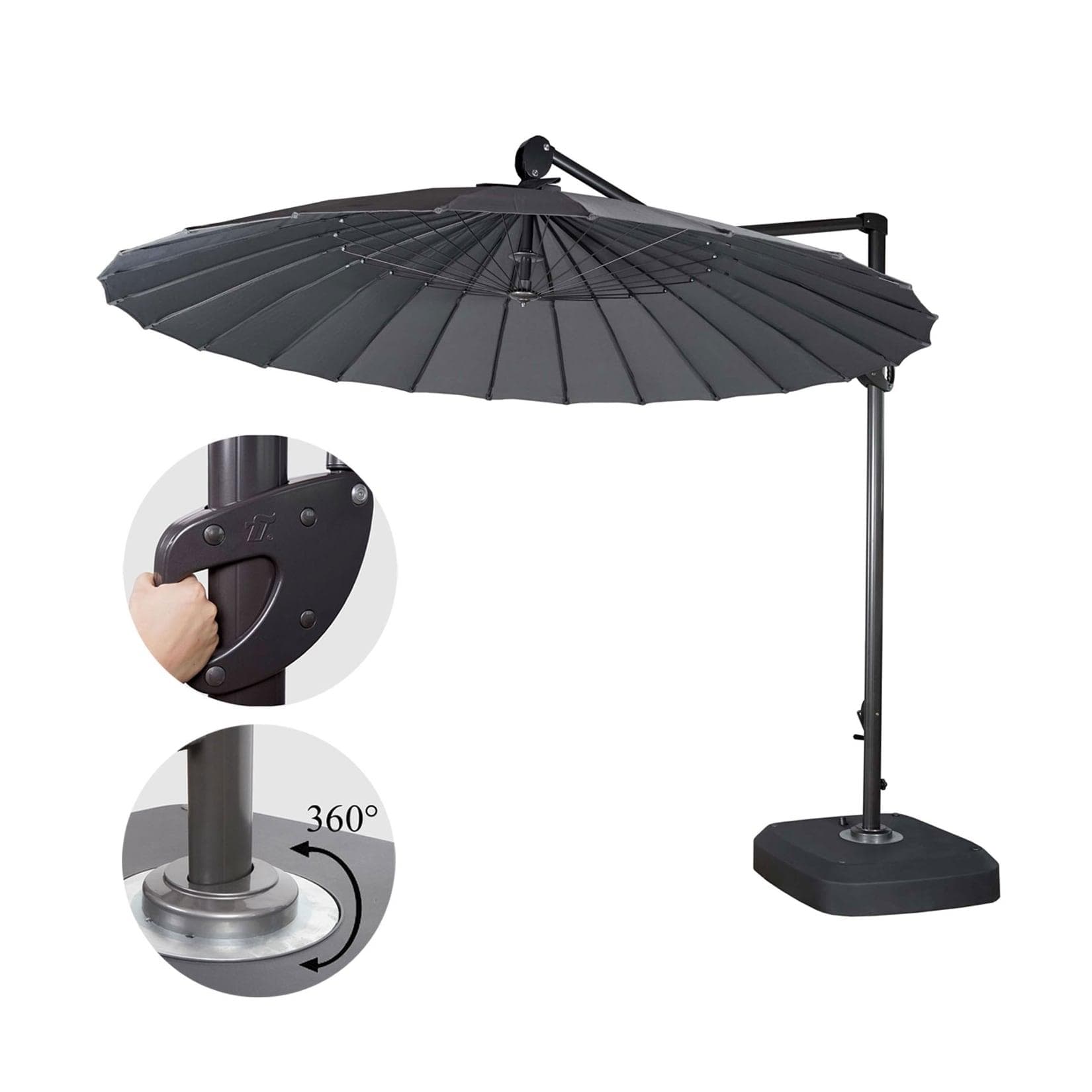 Ampelschirm MCW-A34 Sonnenschirm mit Ständer Schutzhülle 2,8m Polyester Alu/Stahl 25kg Anthrazit