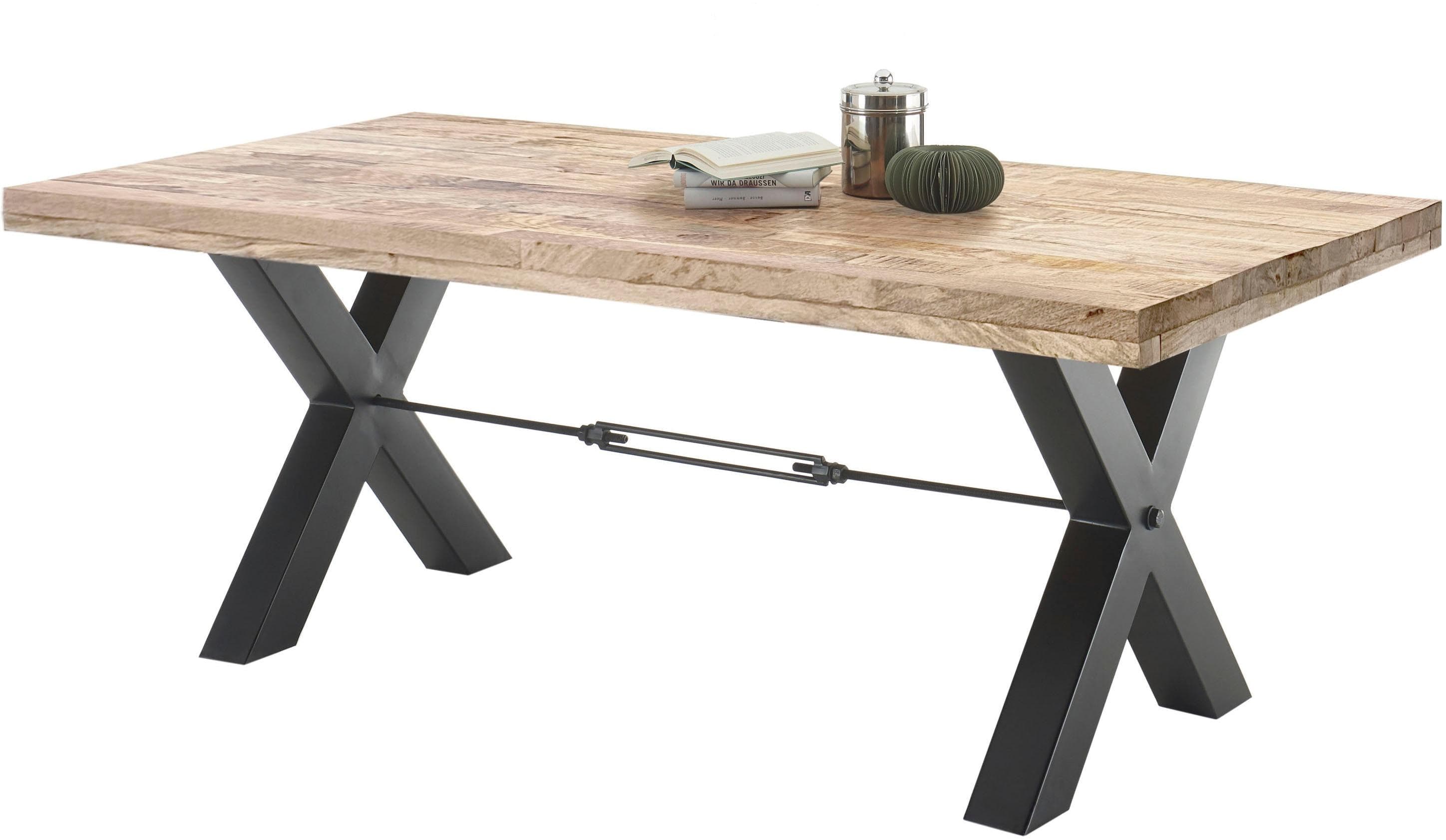 STOLKOM Esstisch Delhi Mango Holz Schwarz