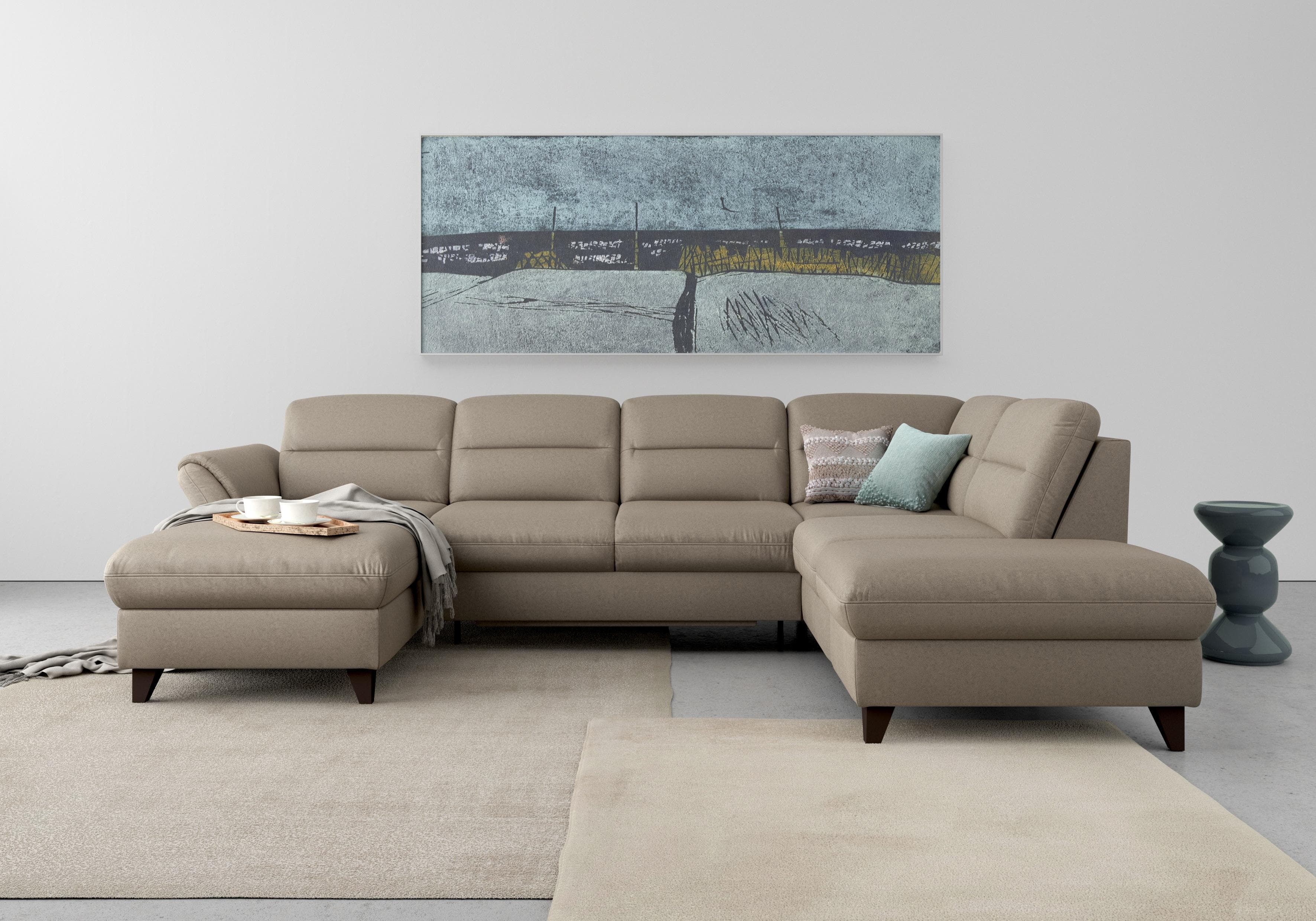 Braune U-Form Wohnlandschaft aus Polyester