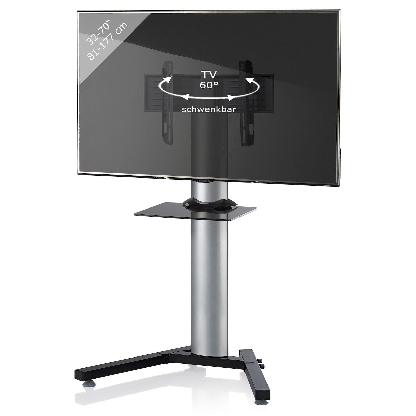 VCM TV Standfuß Stadino Mini Silber mit Glasboden