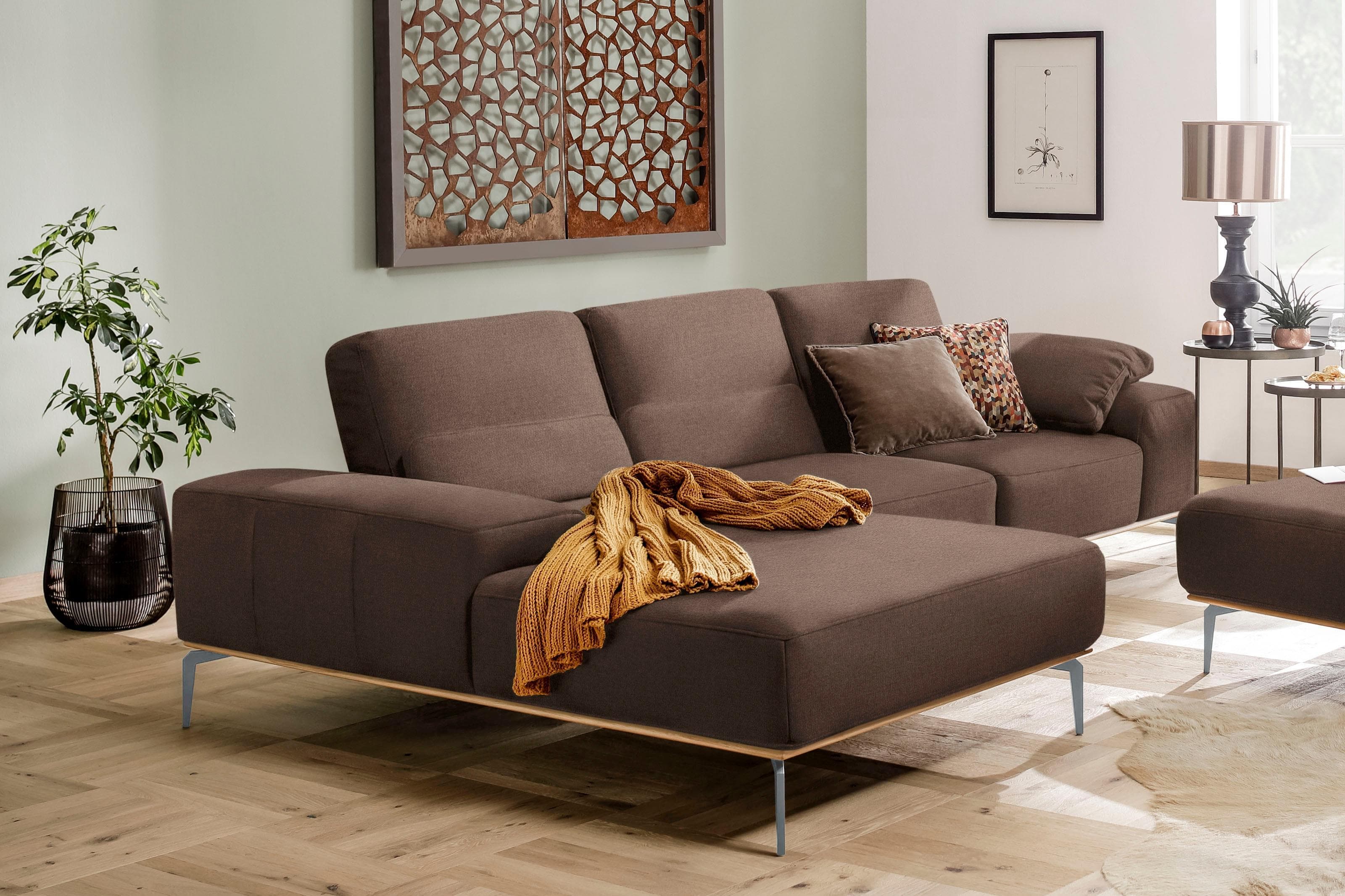 W.SCHILLIG Ecksofa run L-Form braun mit flexibler Sitztiefe