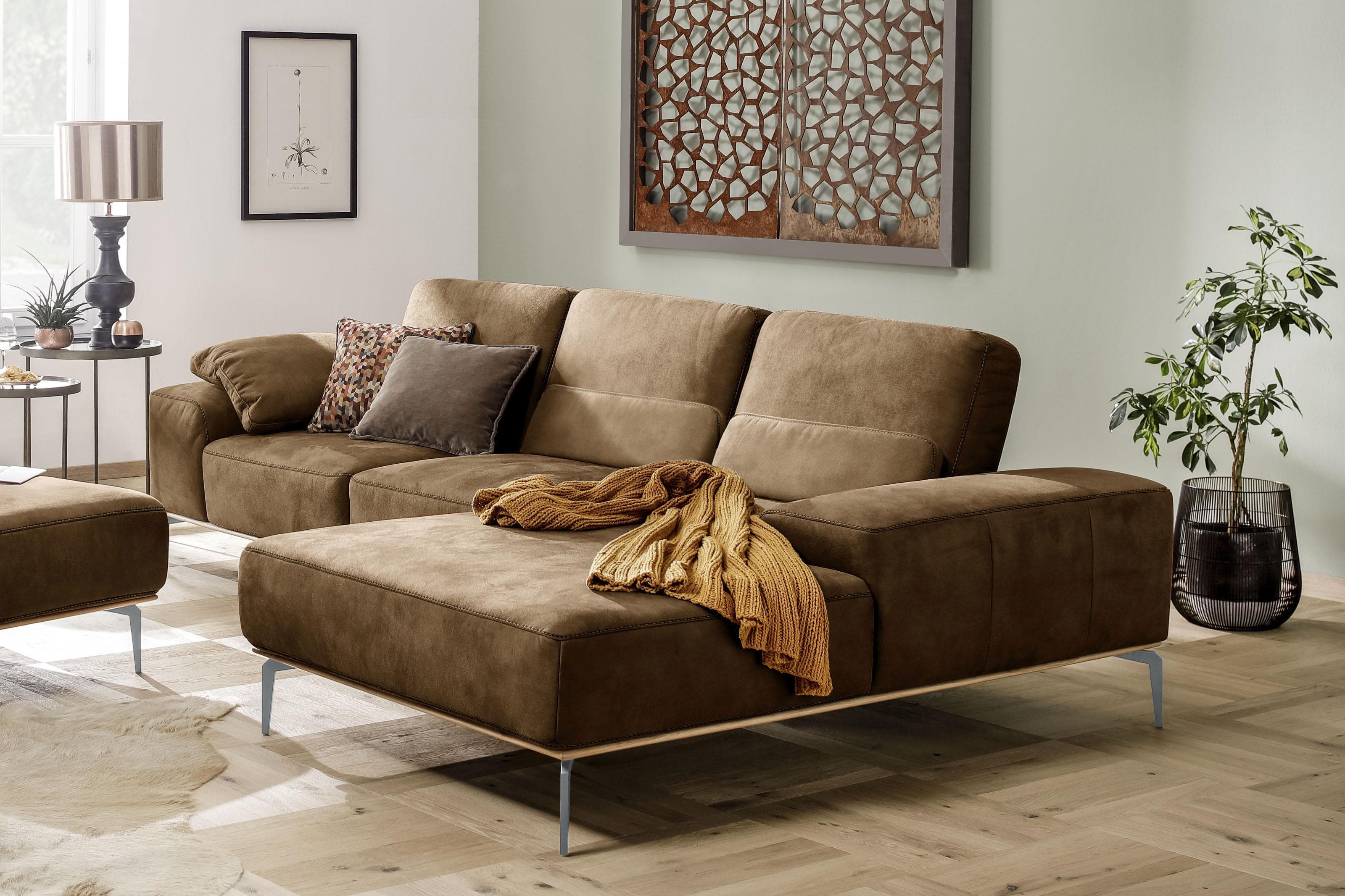W.SCHILLIG Ecksofa run L-Form mit Recamiere und flexibler Sitztiefe