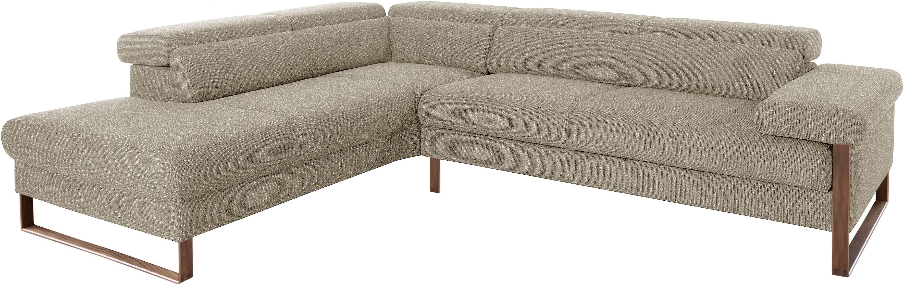 W.SCHILLIG Ecksofa finn L-Form braun Polyester mit Motor