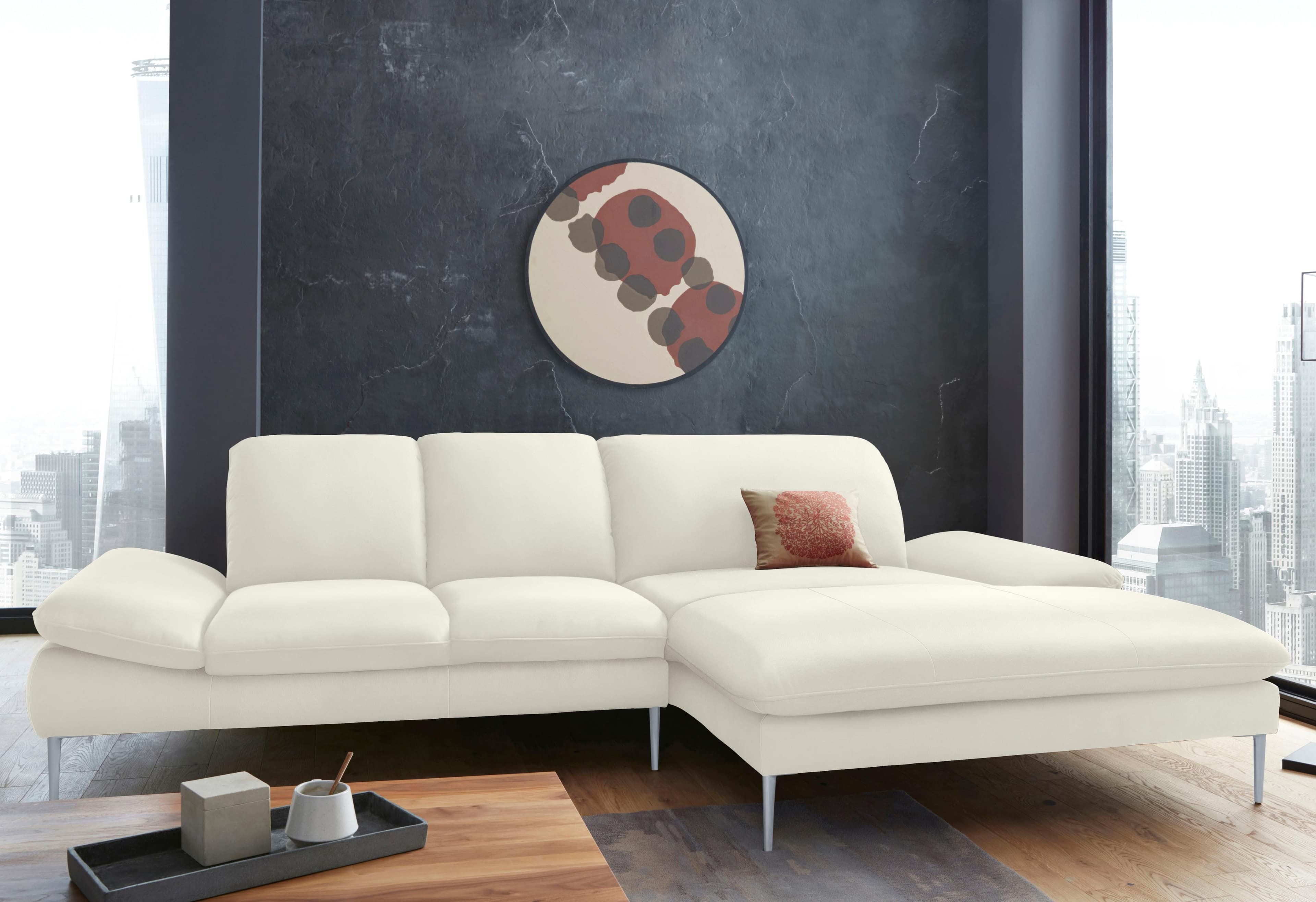 W.SCHILLIG Ecksofa enjoy&MORE Weiß Longlife Xtra-Leder mit Verstellfunktionen