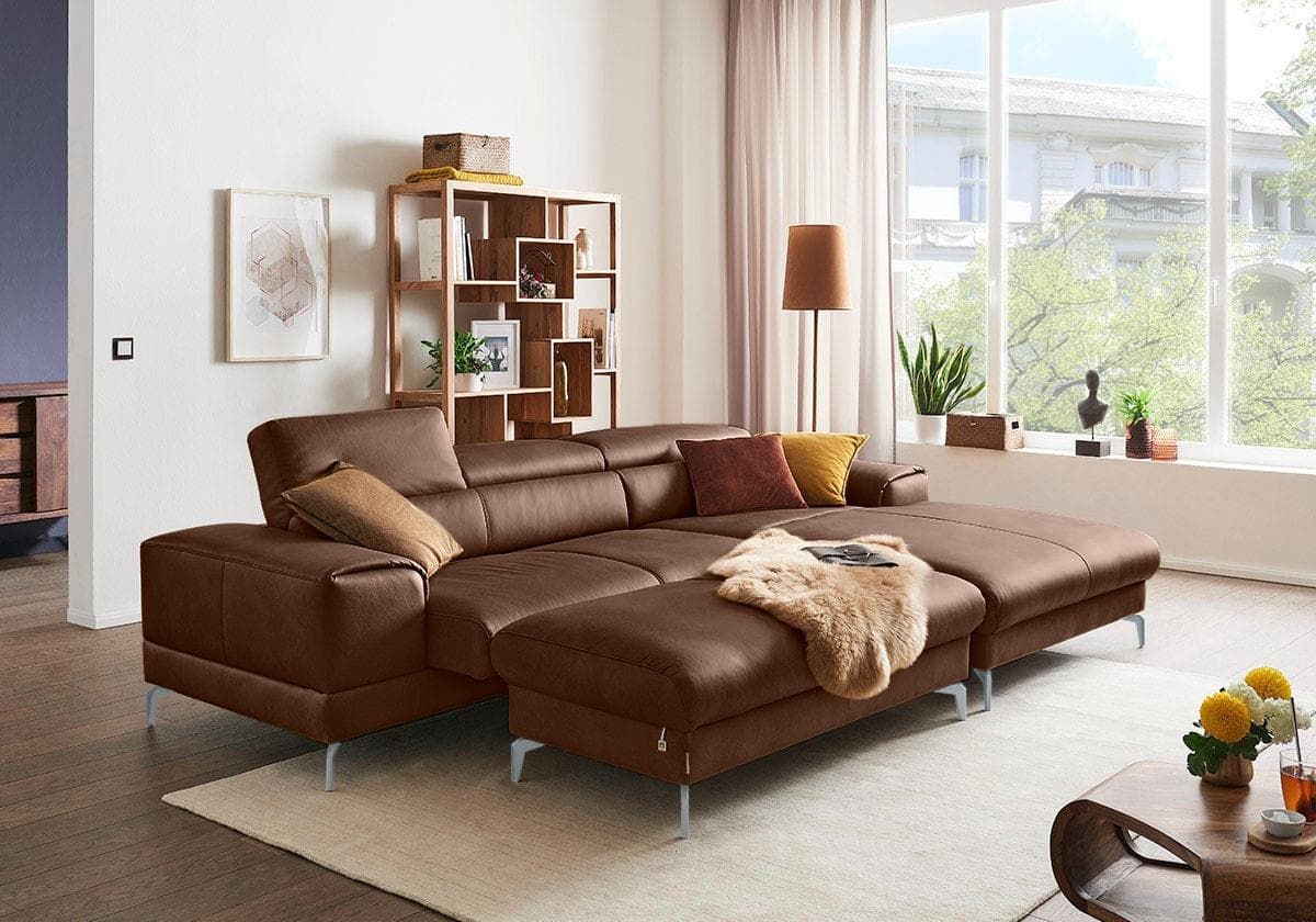 W.SCHILLIG Polsterhocker piedroo L-Form Leder Braun