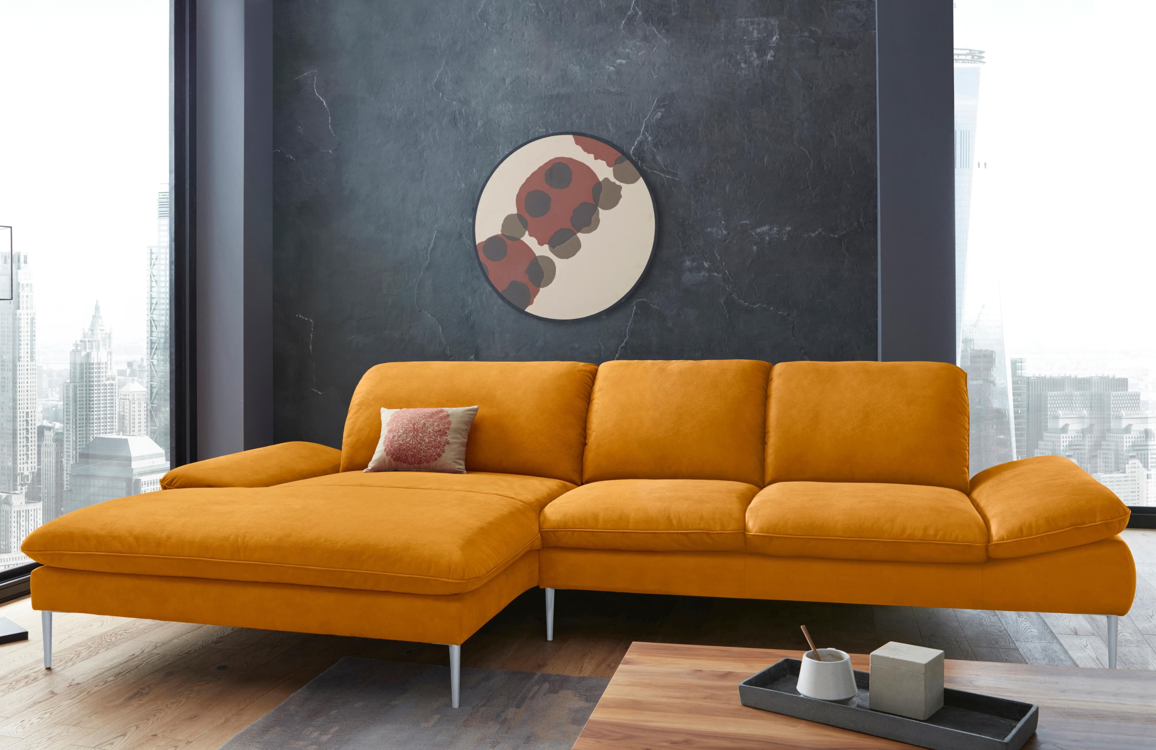 W.SCHILLIG Ecksofa enjoy&MORE L-Form Gelb mit Sitztiefenverstellung