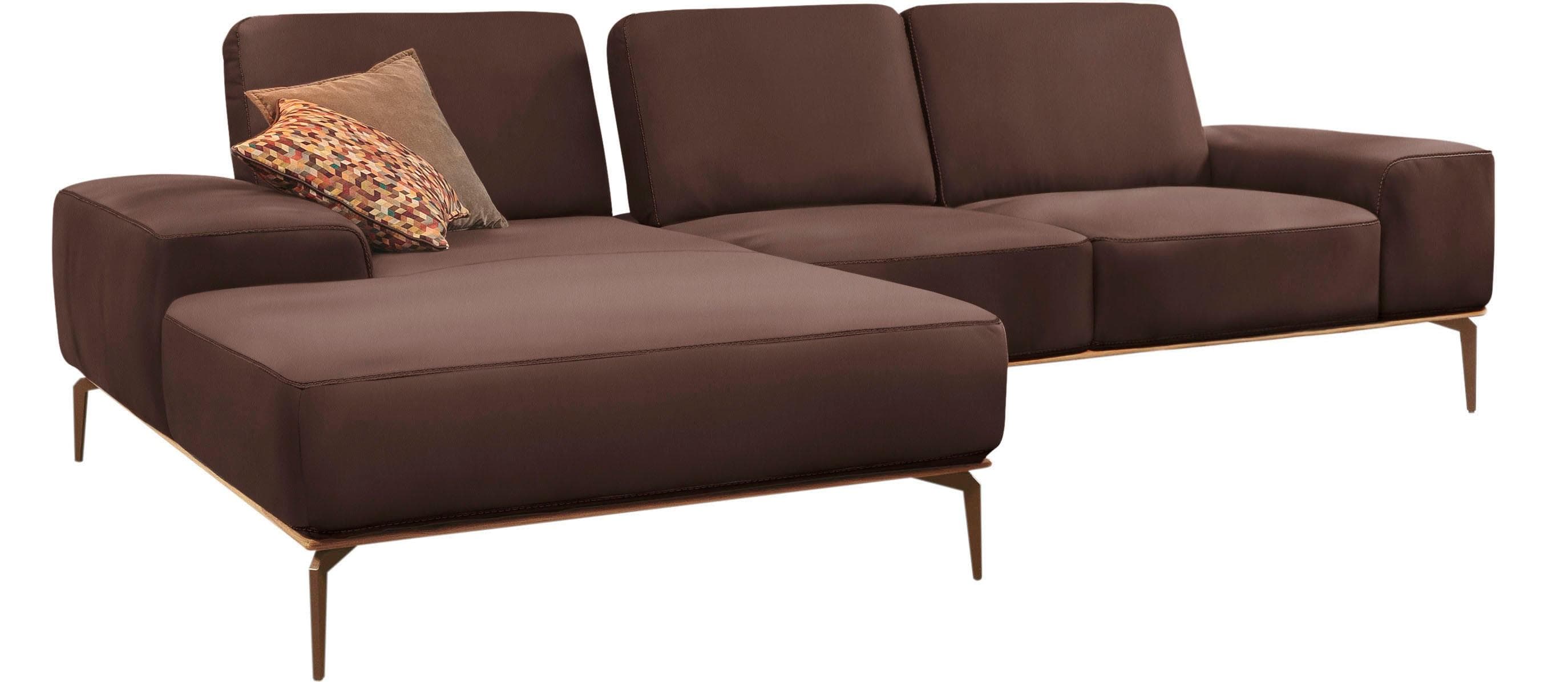 W.SCHILLIG Ecksofa run L-Form mit Recamiere Leder Macchiato