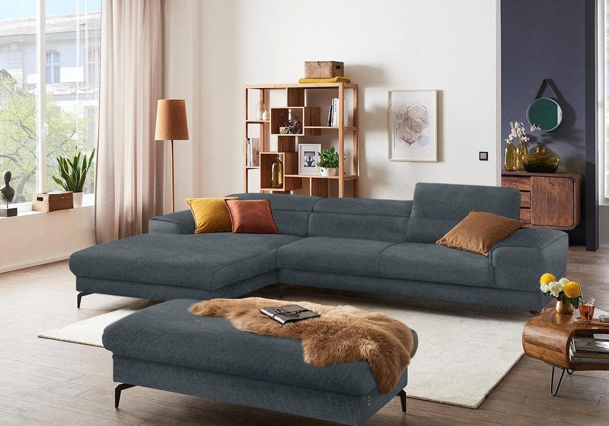 W.SCHILLIG Ecksofa piedroo L-Form Marine Motorisch Verstellbar