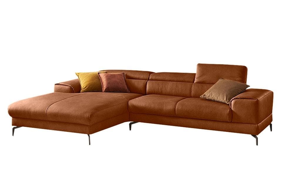 W.SCHILLIG Ecksofa Piedroo Cognac Leder L-Form mit Kopfteilverstellung
