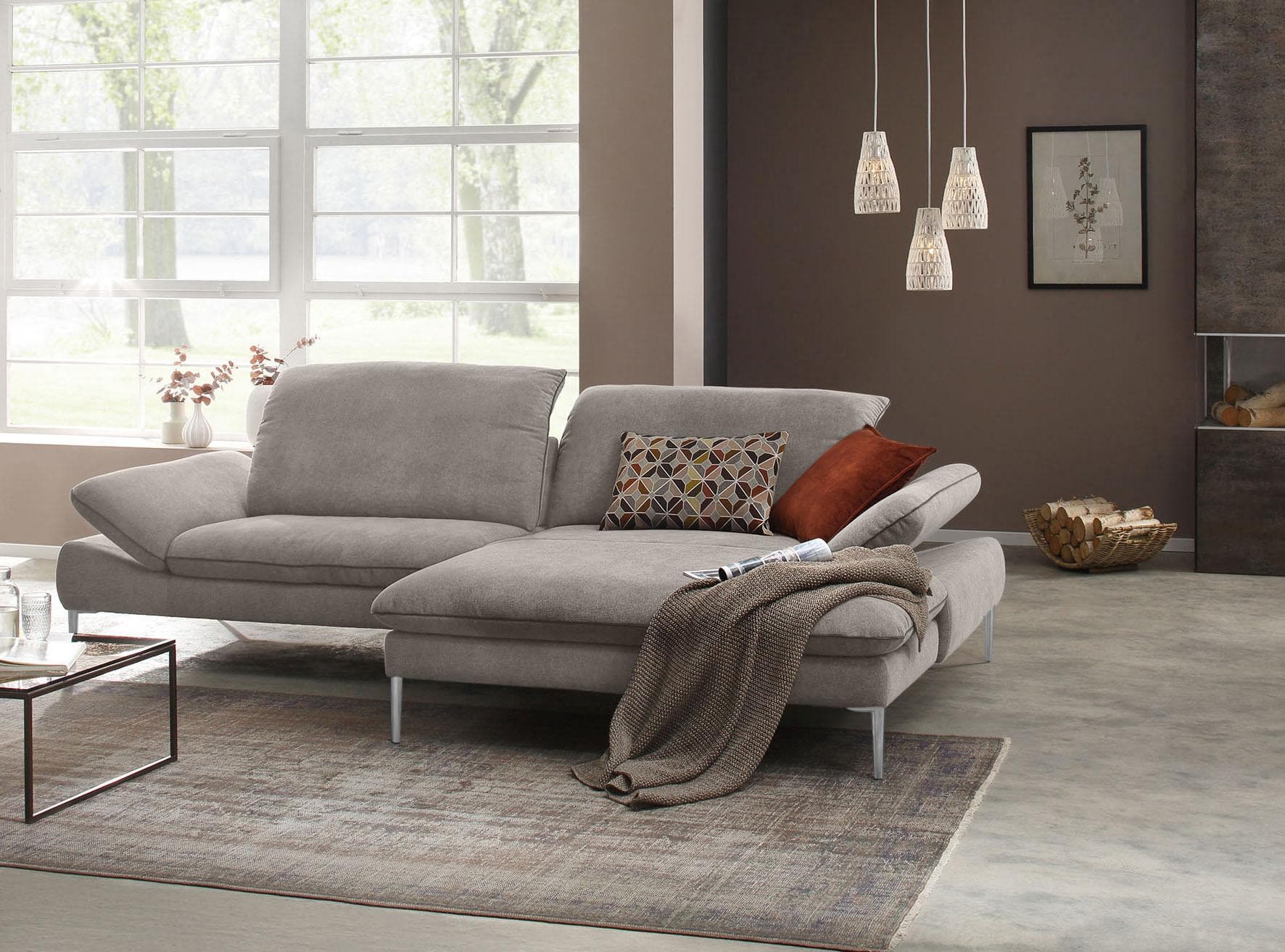 W.SCHILLIG Ecksofa enjoy&MORE Grau mit Sitztiefenverstellung