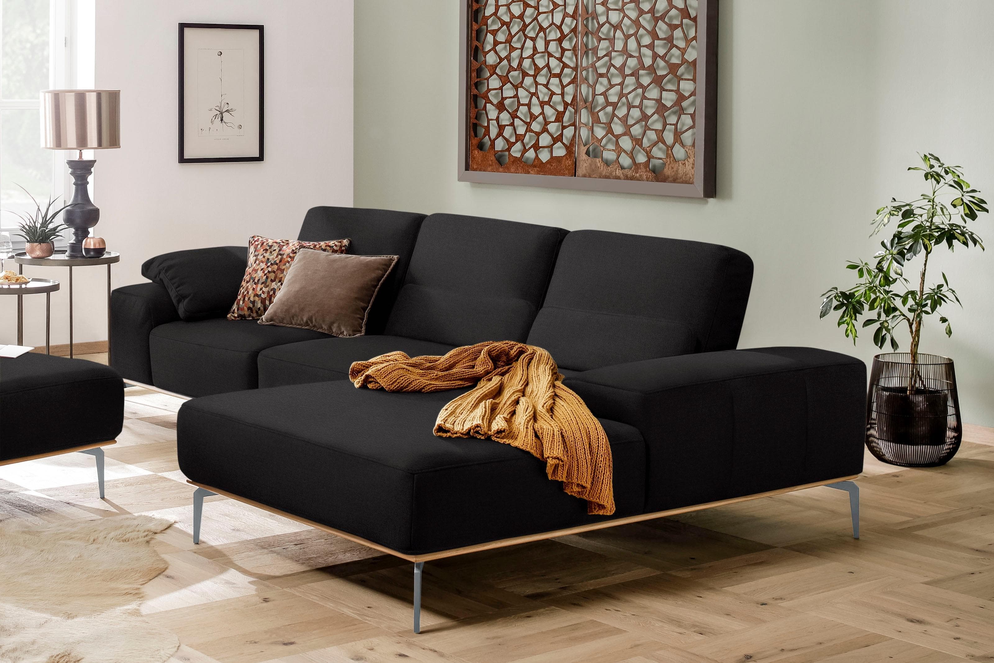 W.SCHILLIG Ecksofa run L-Form Schwarz mit flexibler Sitztiefe