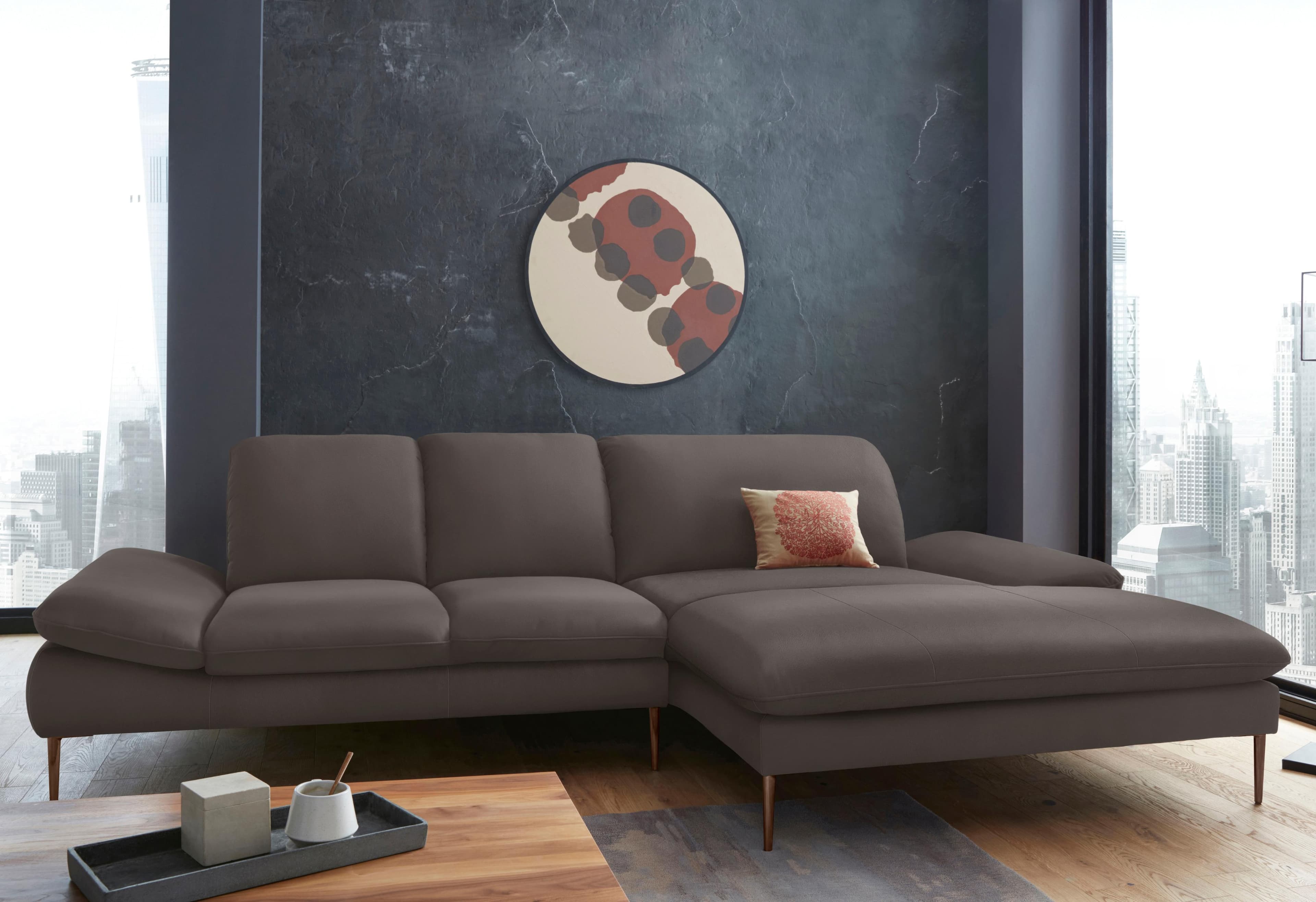 W.SCHILLIG Ecksofa enjoy&MORE Braun mit Sitztiefenverstellung und Recamiere