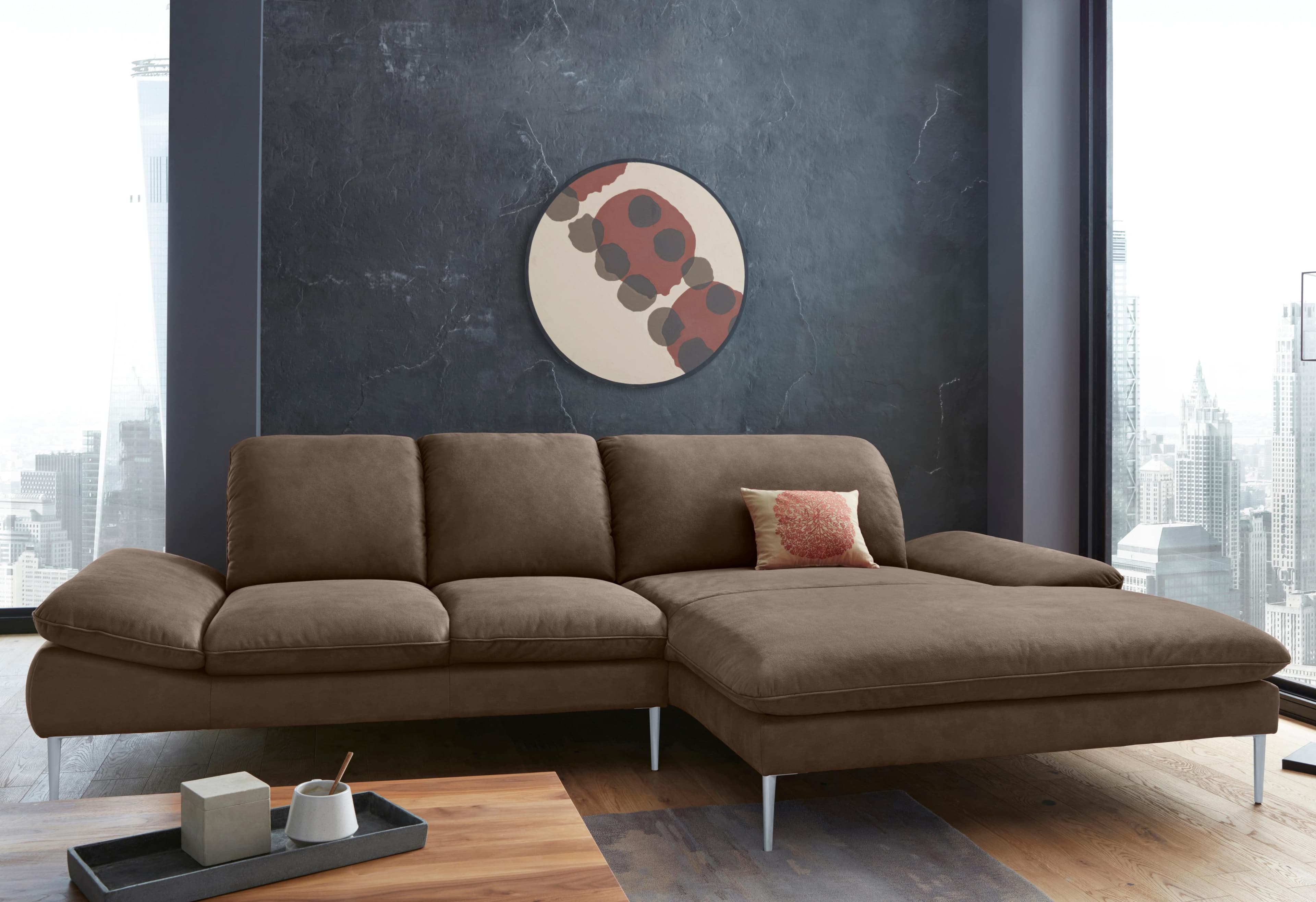 W.SCHILLIG Ecksofa enjoy&MORE L-Form Mocca mit Sitztiefenverstellung