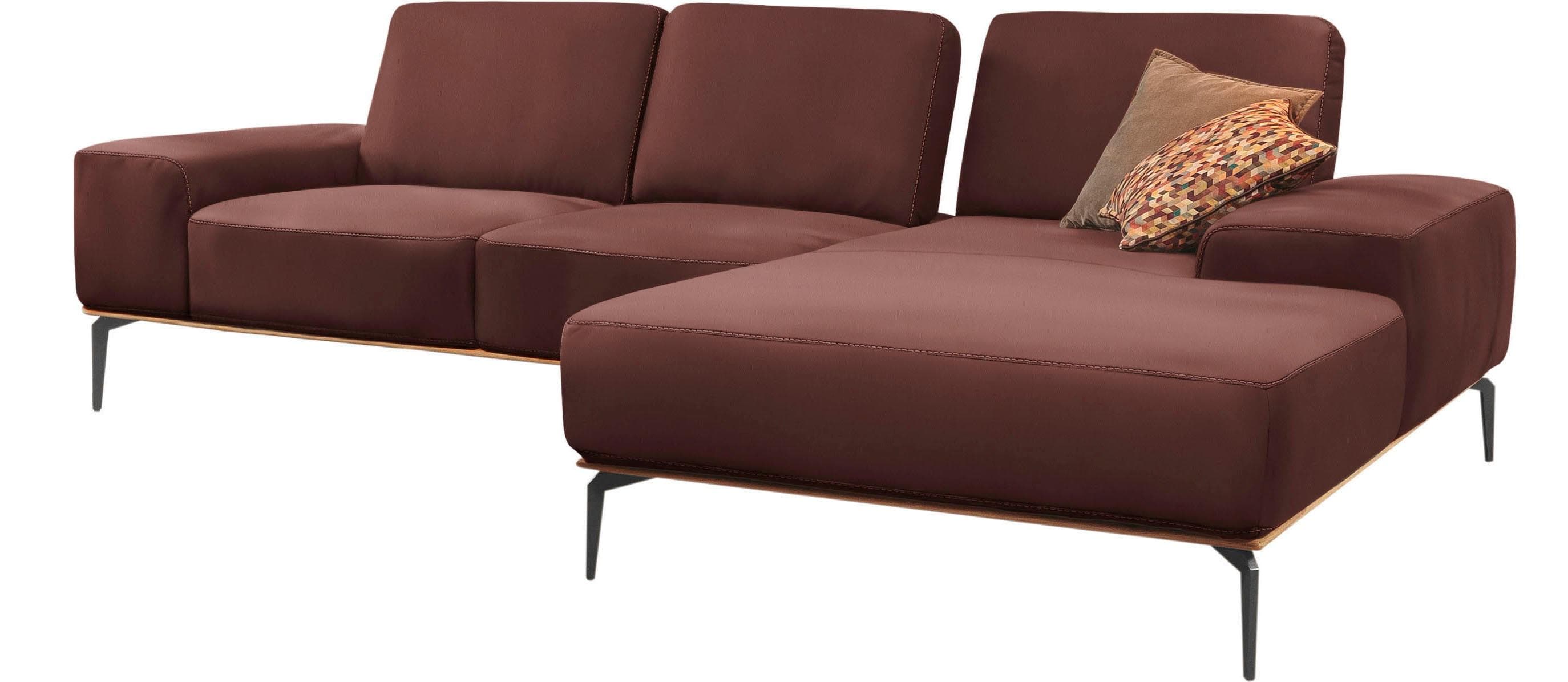 W.SCHILLIG Ecksofa run L-Form Leder rosso marone mit Recamiere