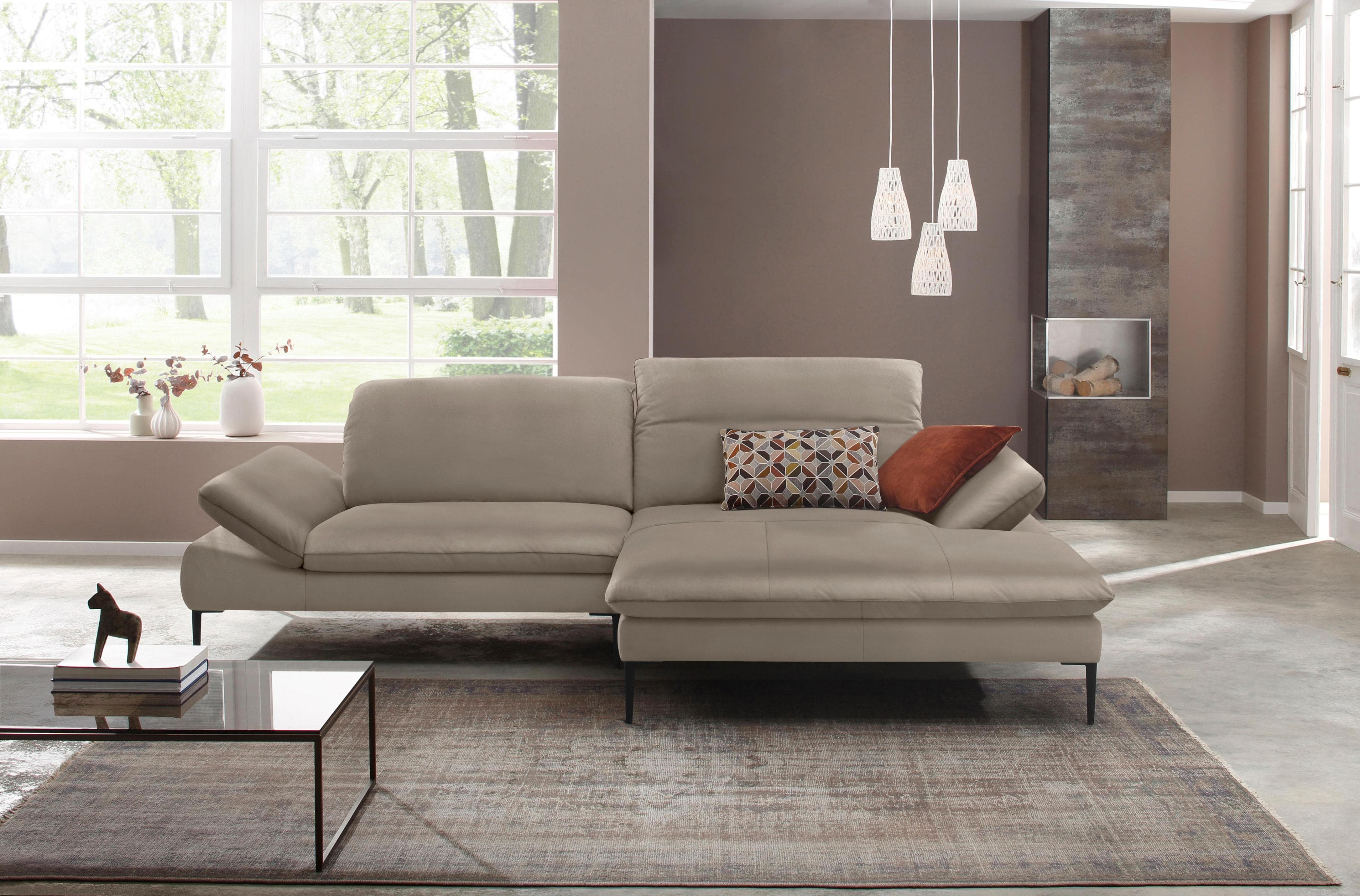 W.SCHILLIG Ecksofa enjoy&MORE L-Form mit Verstellfunktion Leder Braun