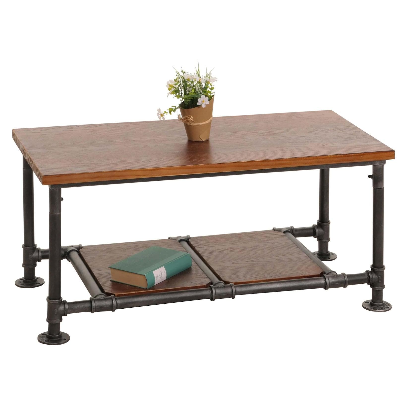 MCW Couchtisch Industrial Massivholz Metall Braun