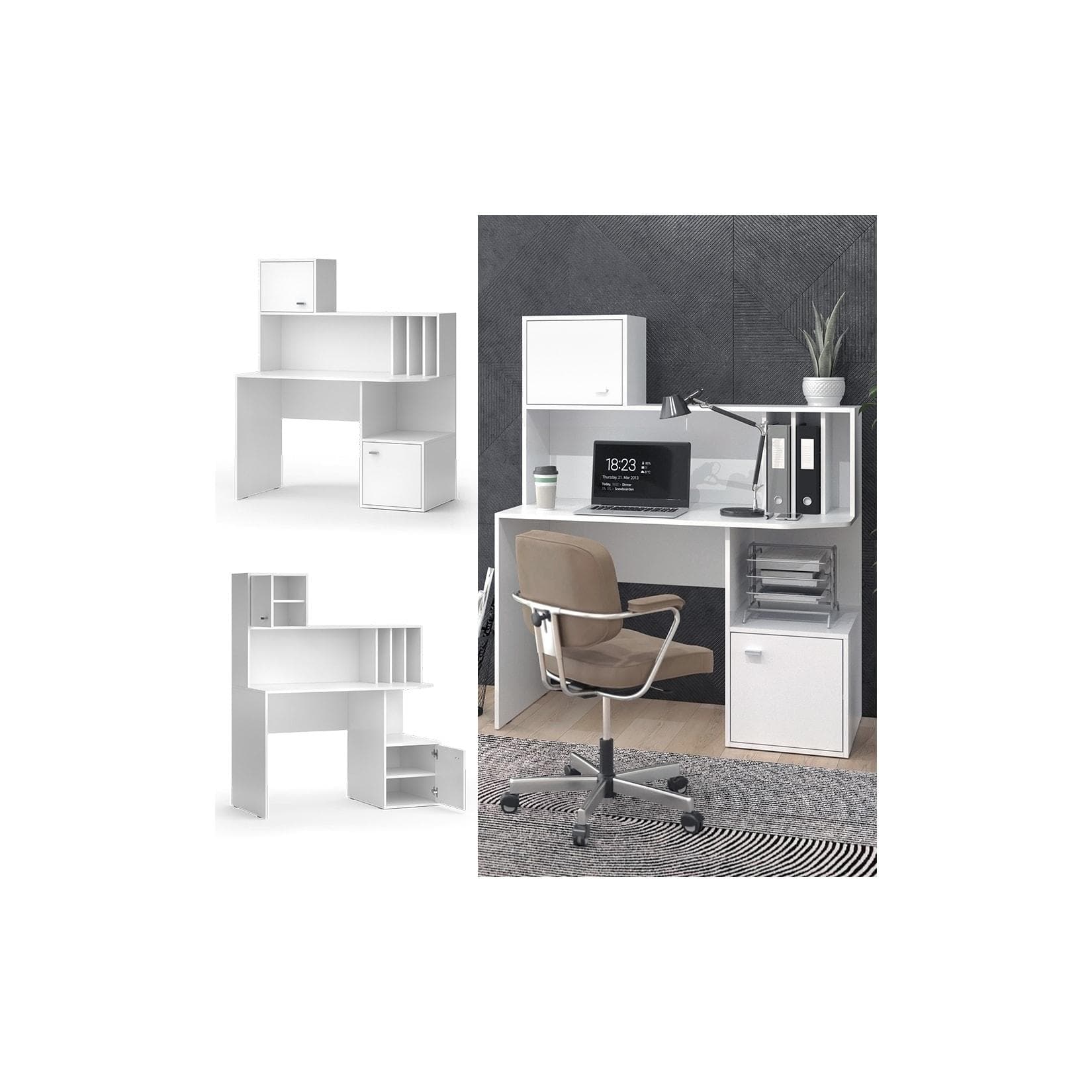 Weißer Schreibtisch mit 2 Türen