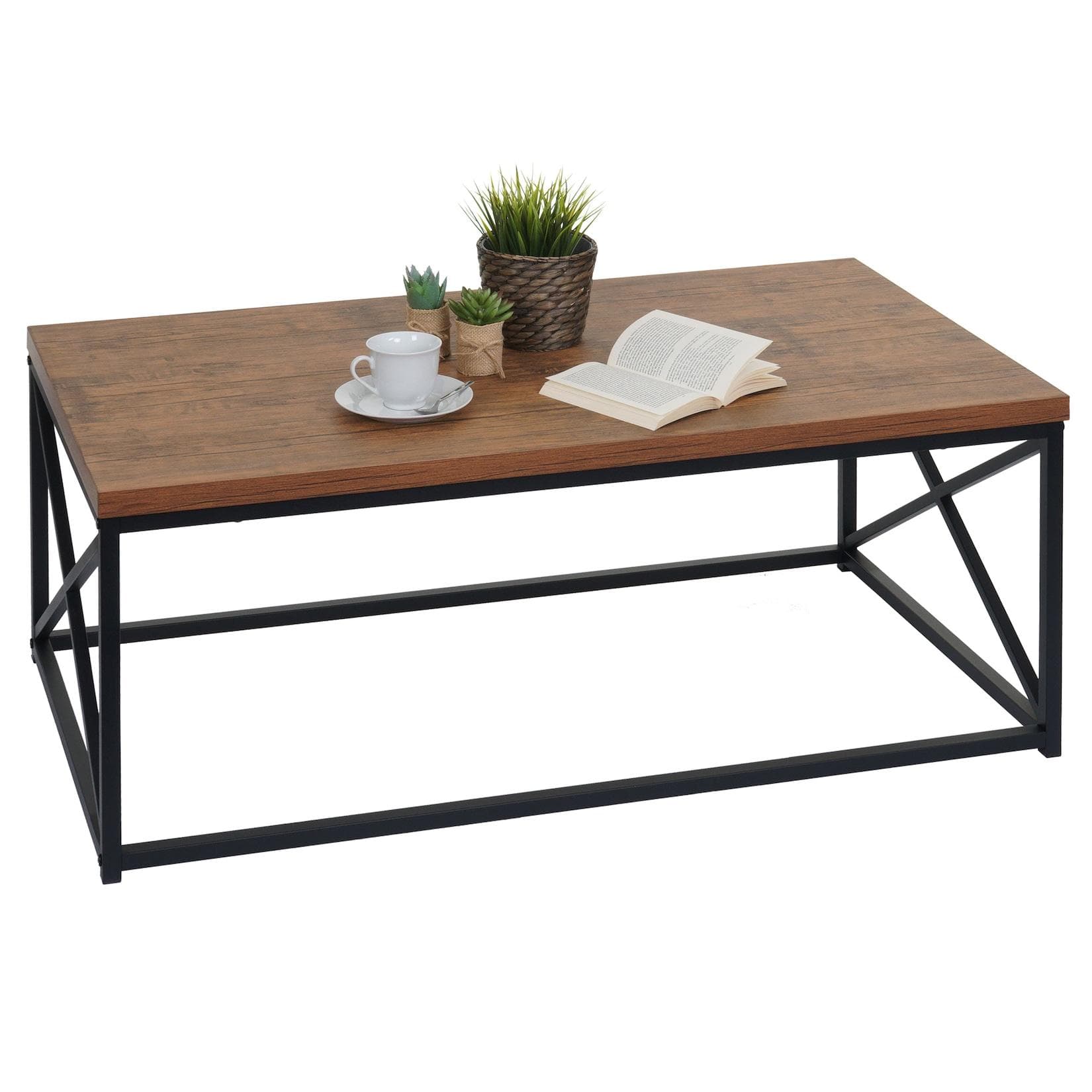 MCW Couchtisch A27 Metall 3D-Struktur Wildeiche-Optik Wohnzimmertisch