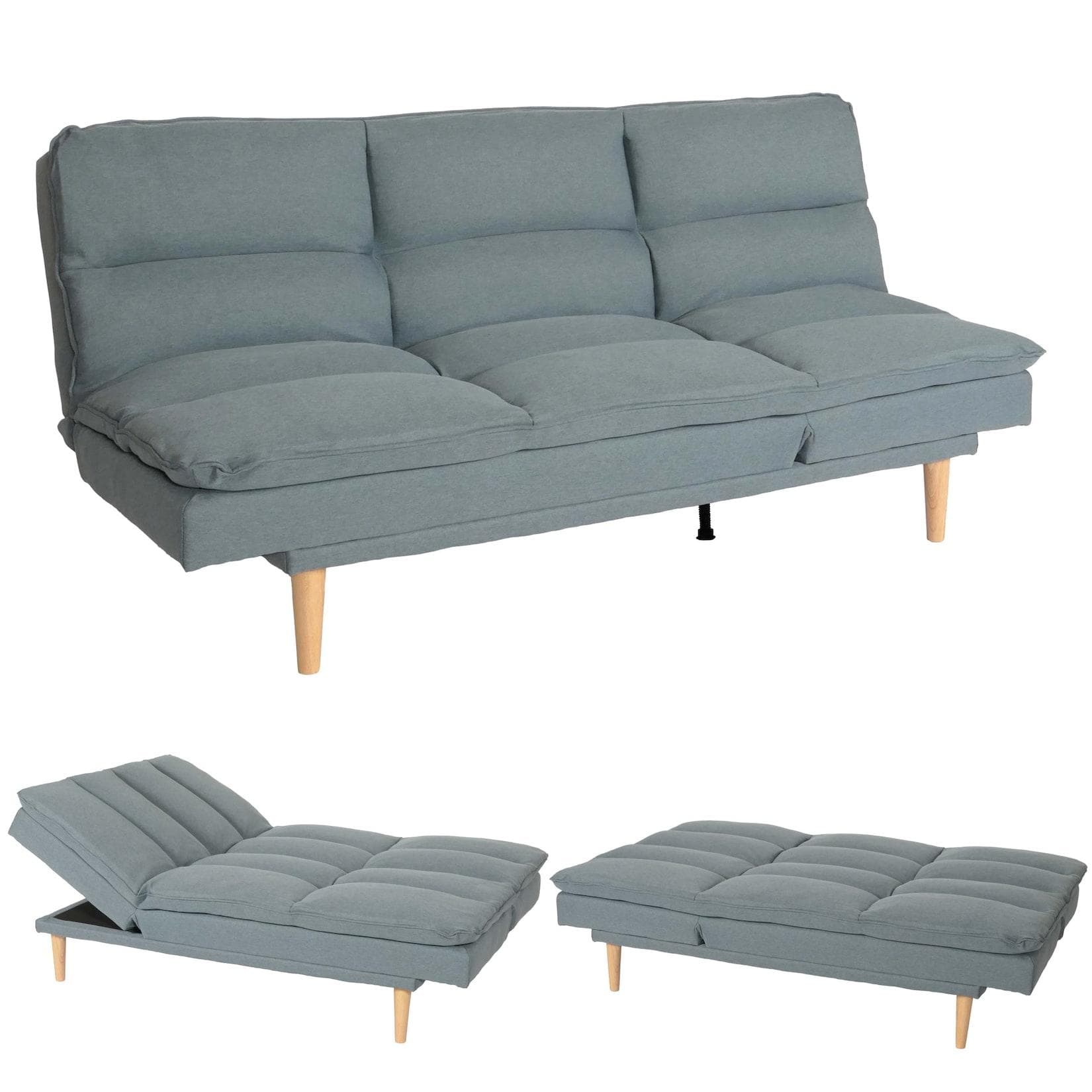 MCW Schlafsofa MCW-M79 mit Schlaffunktion und Relaxfunktion in Blau-Grau