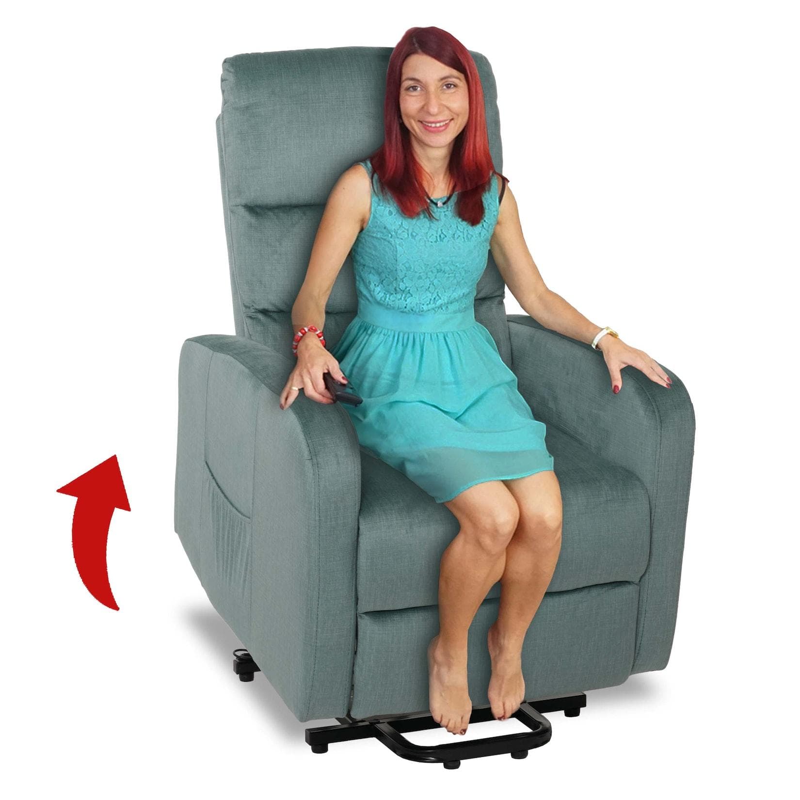 Fernsehsessel MCW-K62 Relaxsessel mit elektrischer Aufstehhilfe blau-grün