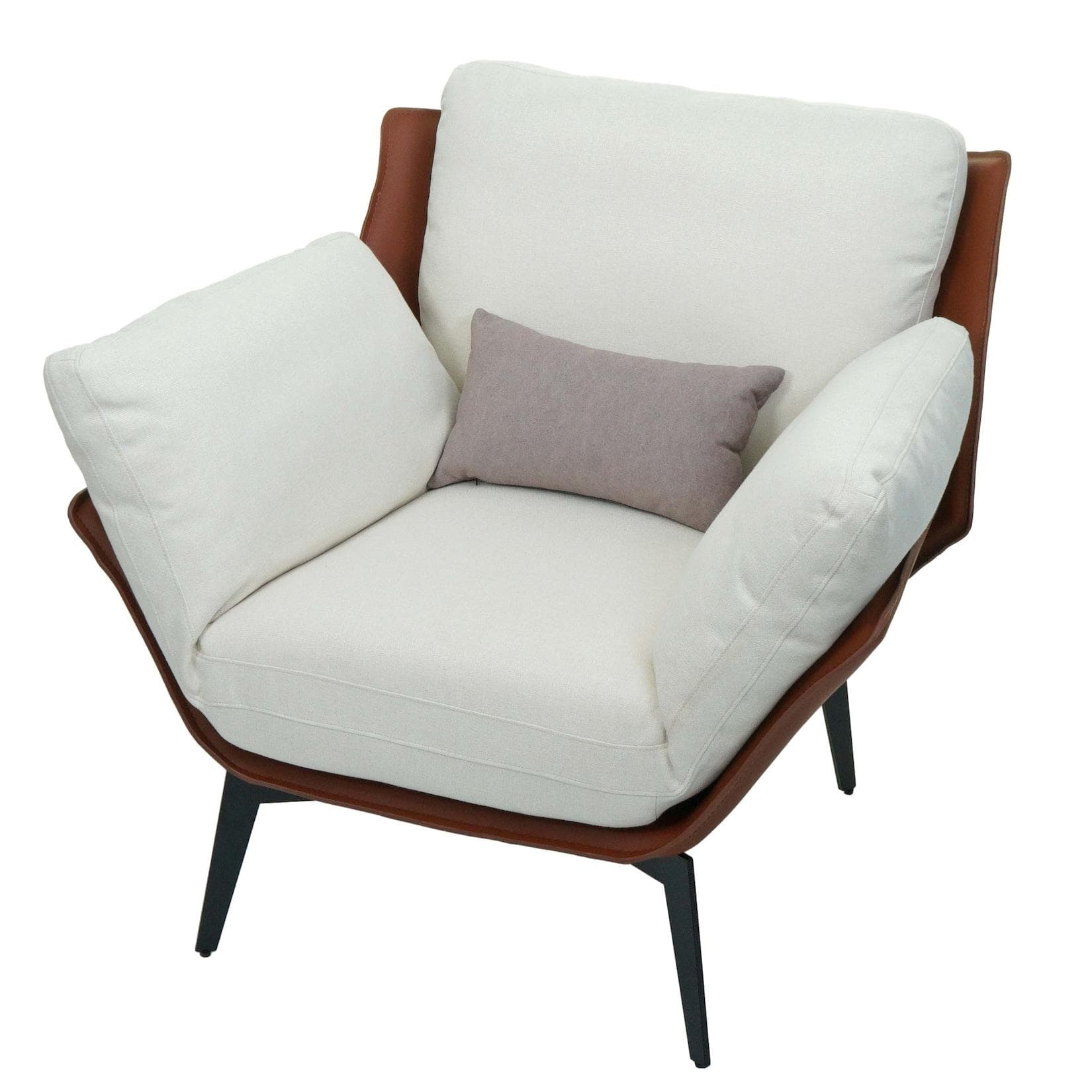 Sessel MCW-L82 Lounge-Sessel Kunstleder Stoff Metall Dunkelbraun