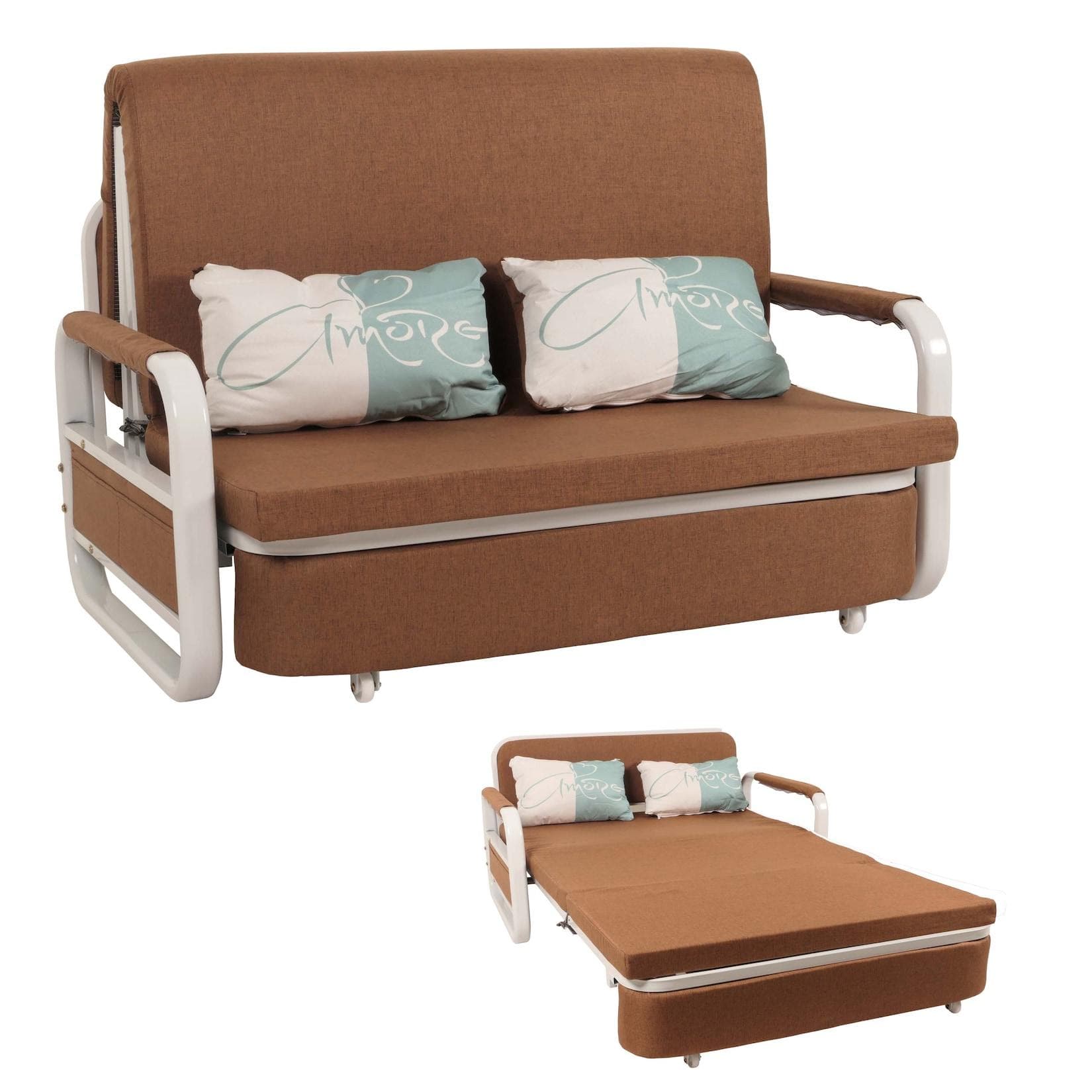 Schlafsofa mit Armlehne und Kissen