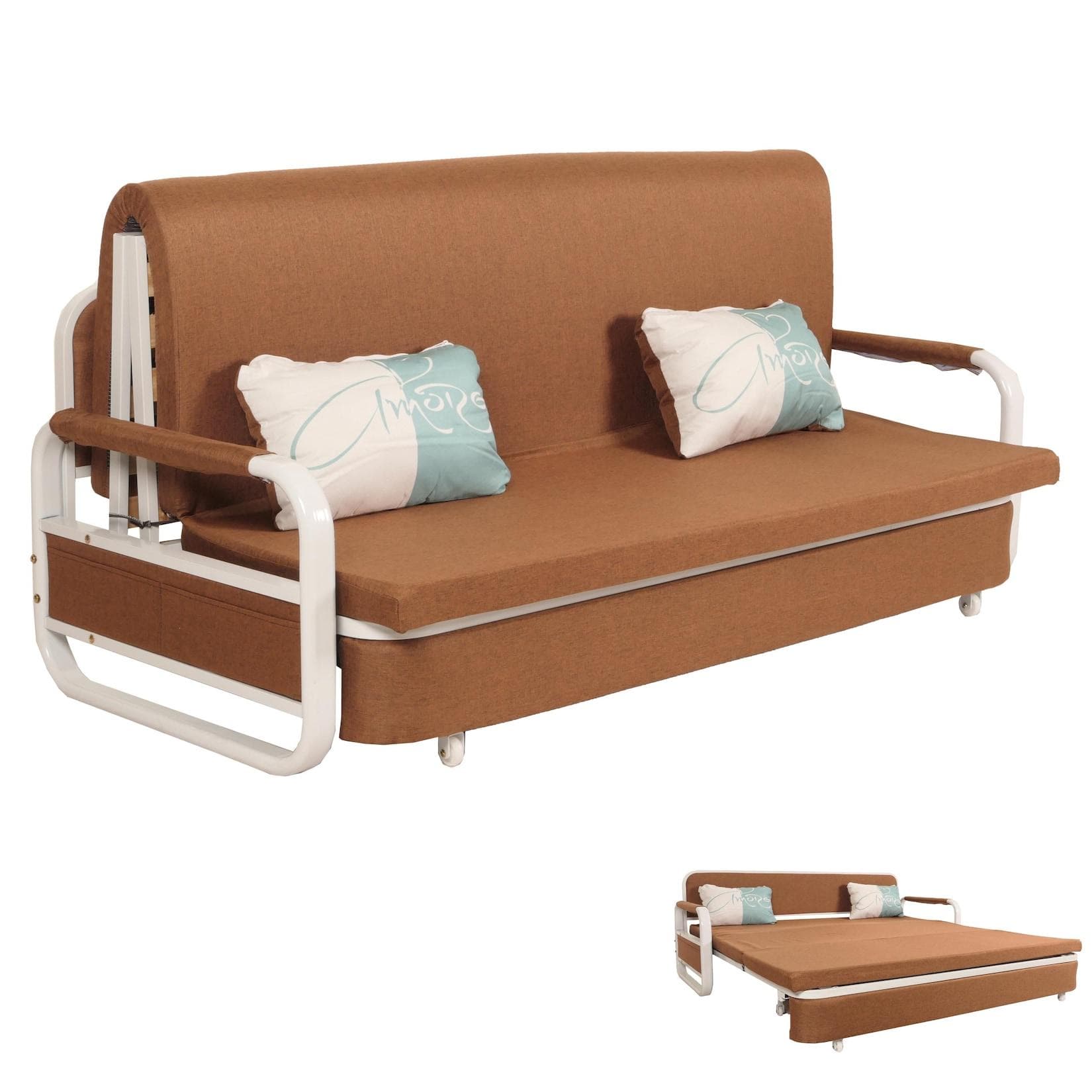 Schlafsofa mit Armlehnen und Kissen