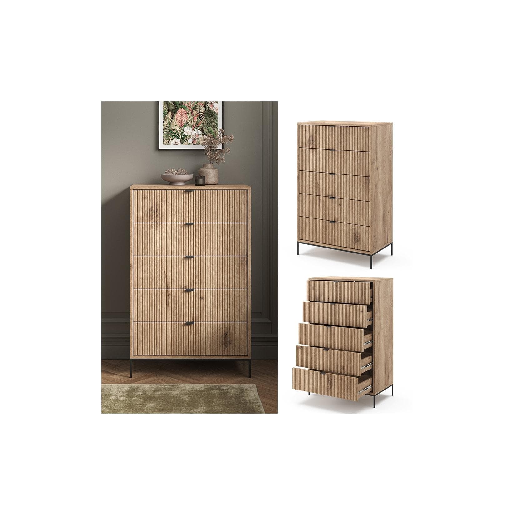 Vicco Kommode Eliza 5 Schubladen Viking Oak Modern