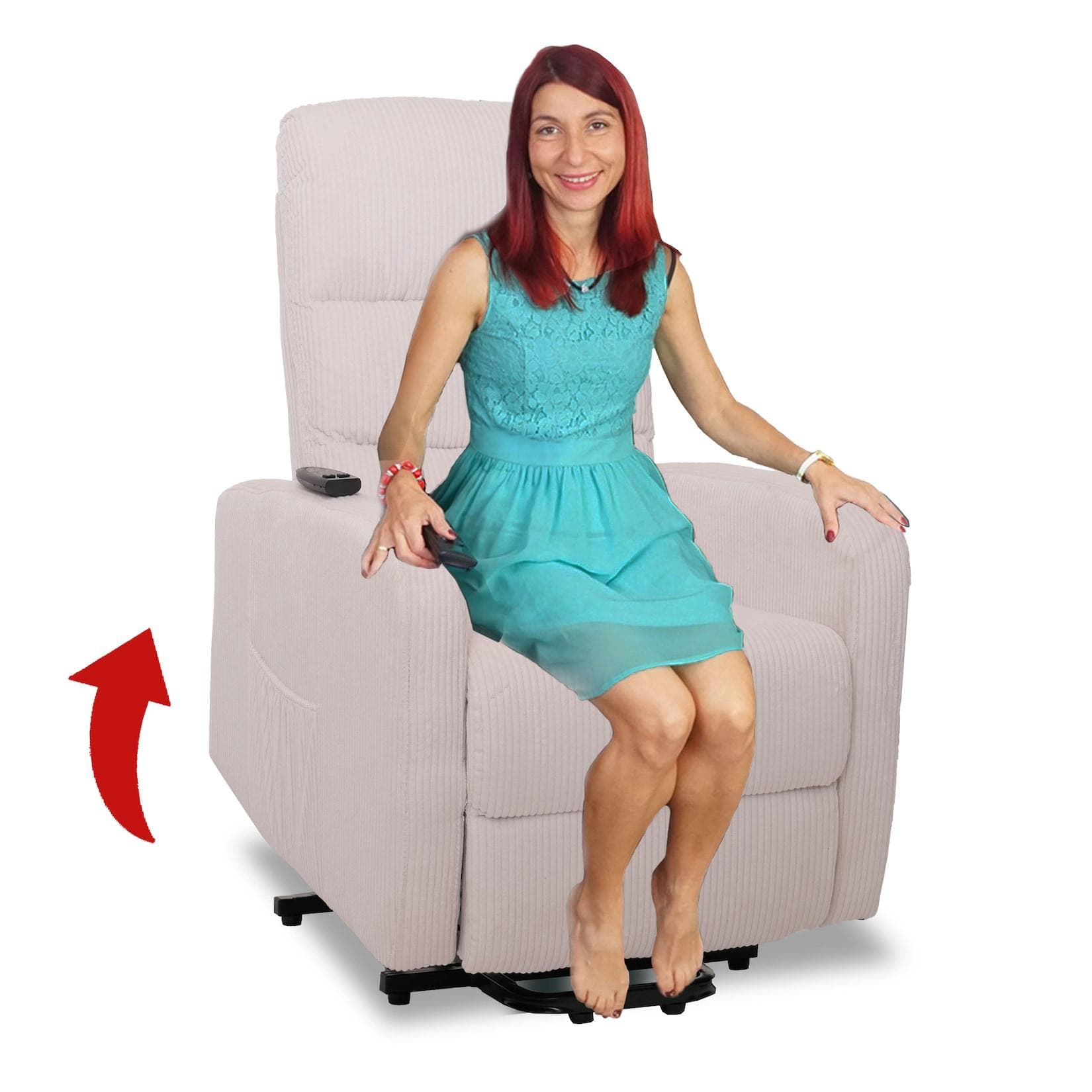Fernsehsessel MCW-K62 Relaxsessel mit Aufstehhilfe Creme-Weiß