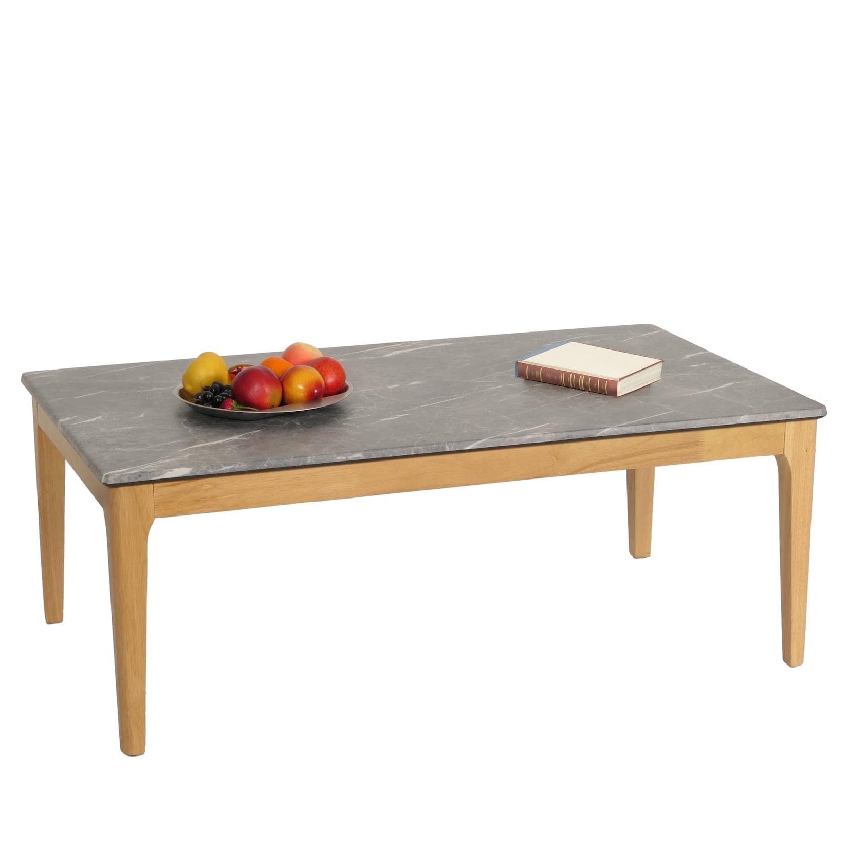 MCW Couchtisch Marmor-Optik Massivholz Beistelltisch